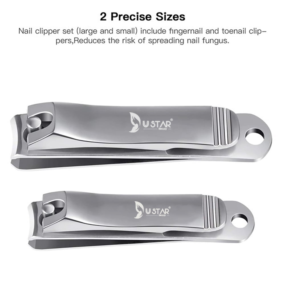 Bestope Stainless Steel Nail Clipper Set (Silver, 2 Piece) d9q95