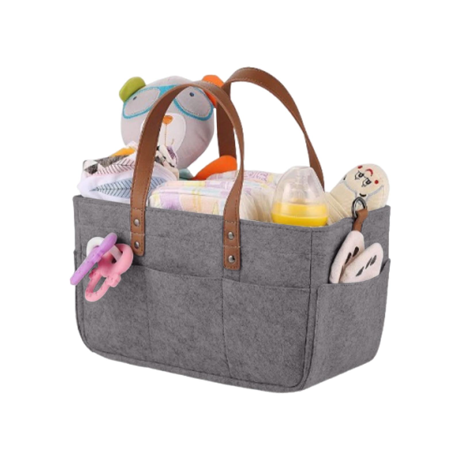 Zeceouar Foldable Nursery Diaper Caddy Organizer with Removable Inserts (Grey, 13 in x 7 in x 6 in) ky6p7