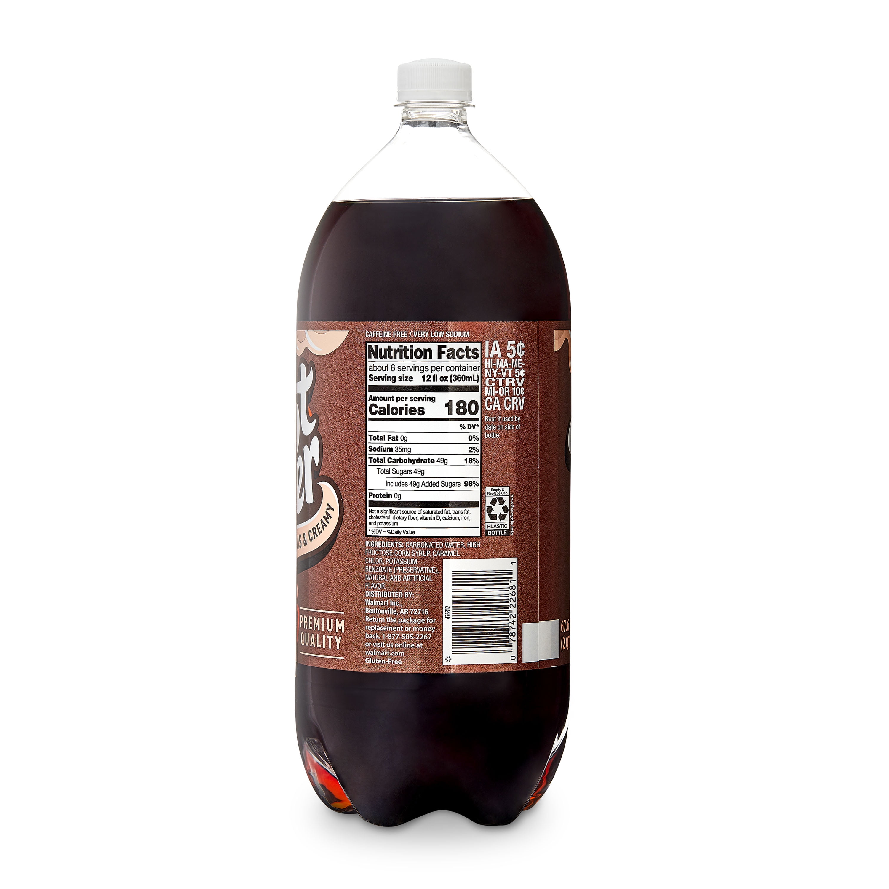 Great Value Root Beer Soda (Classic Creamy Flavor, 67.6 fl oz) ptcwn