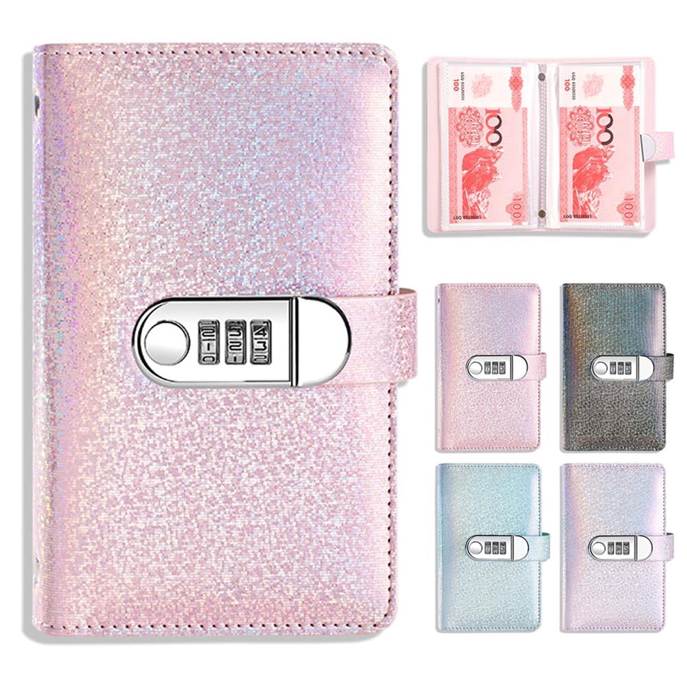 QENASHAING Combination Lock Cash Deposit Book, PU Leather Savings Organizer with 50 Page Cash Envelope System (Pink, 50 Pages) ra4fr