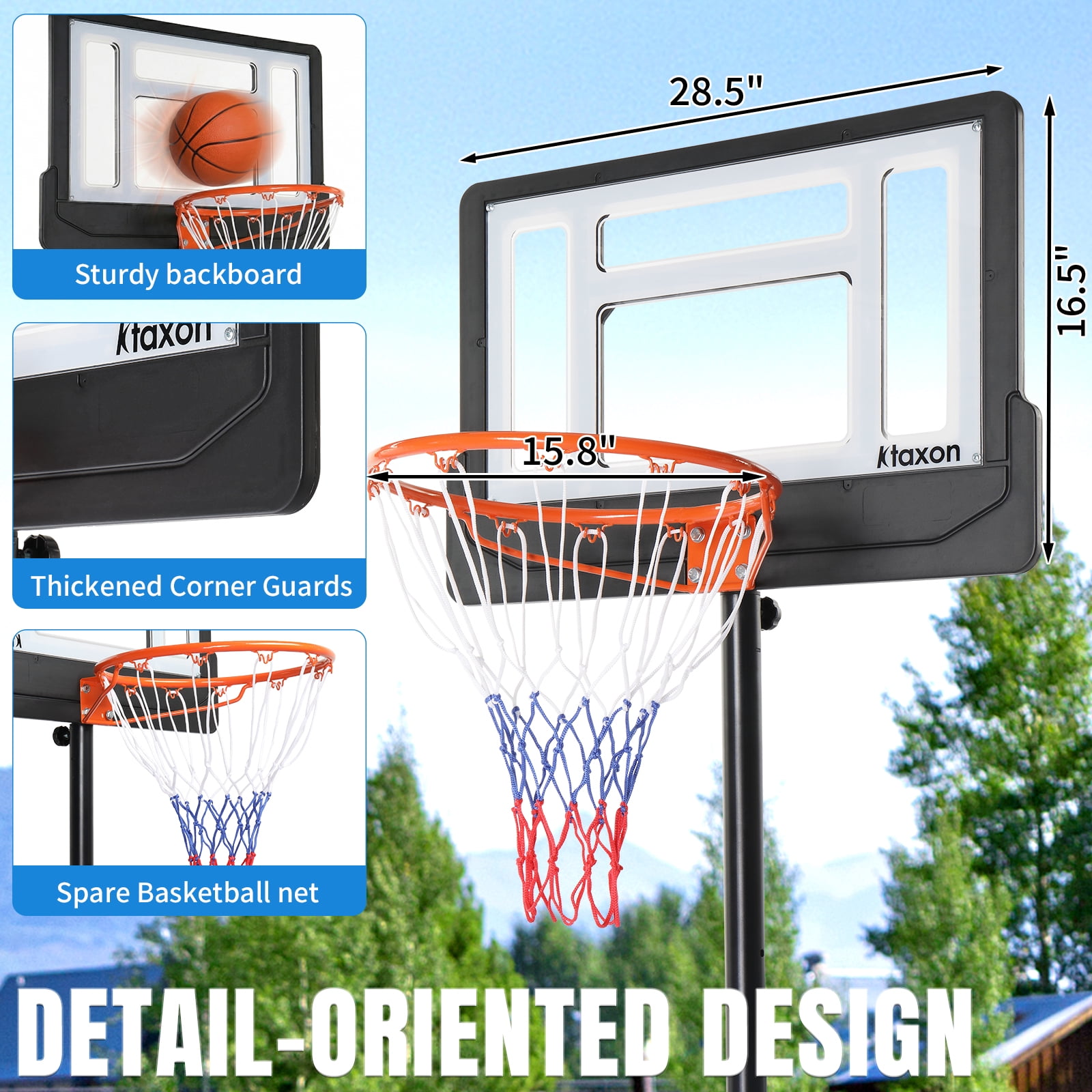 Ktaxon Portable Basketball Hoop System, Adjustable Height Basketball Goal for Indoor and Outdoor Play (Black, 6.5-8 ft) r71d7