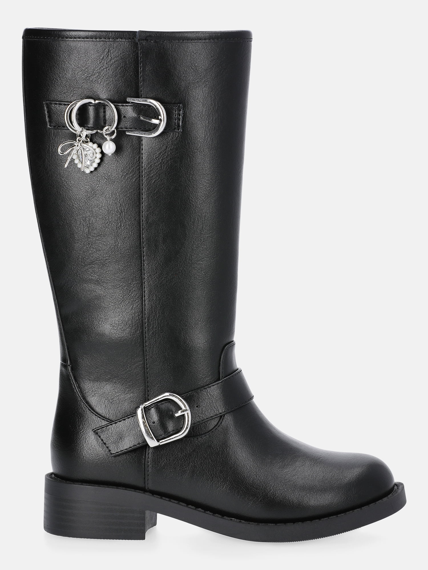Madden NYC Girls Moto Boots Fashion Ankle Booties with Buckle Straps (Black, 4 US Big Kid) voduz