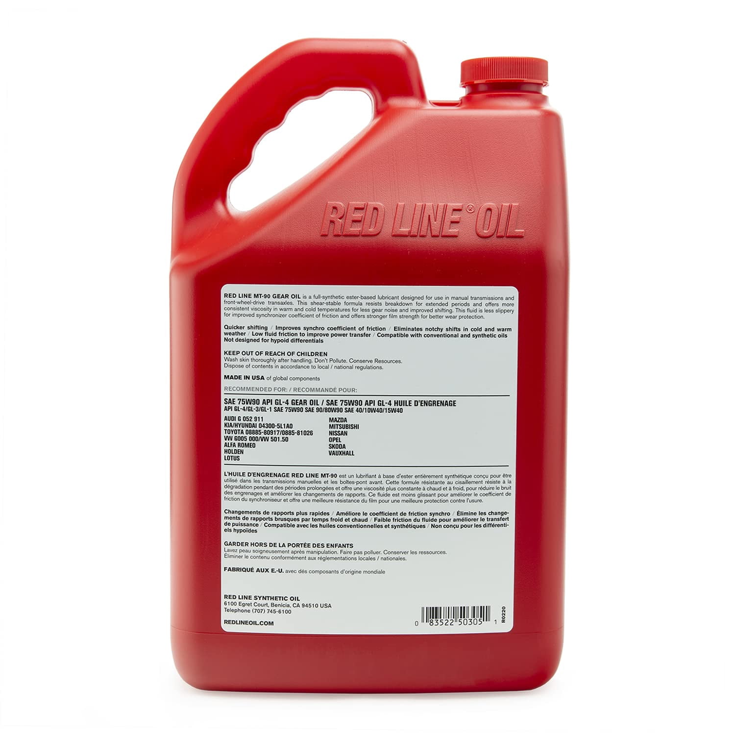 Red Line MT-90 75W-90 GL-4 Manual Transmission and Transaxle Gear Oil (1 Gallon) 2gfma