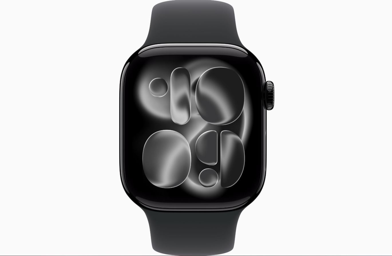 Apple Watch Series 11 GPS + Cellular Smartwatch (Jet Black Aluminum Case, Black Sport Band, 46 in) nitgk