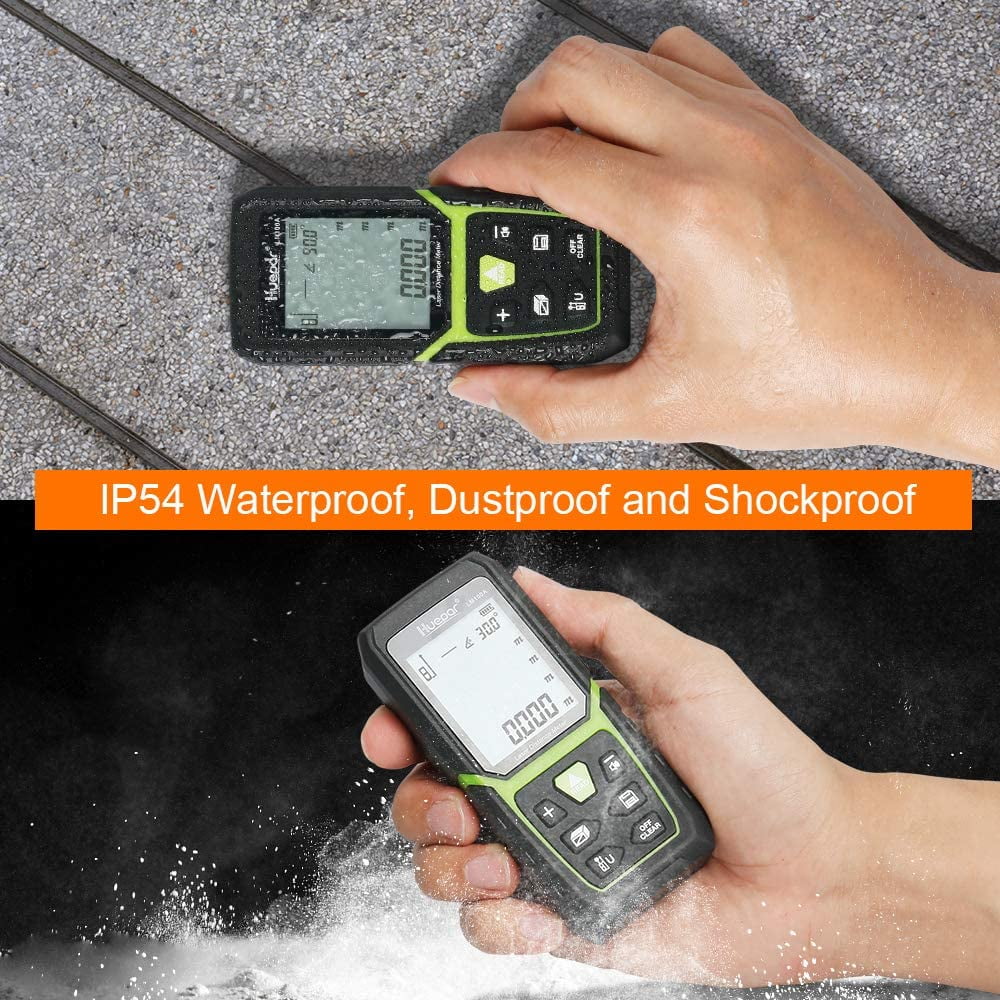 Huepar LM120A Laser Distance Measure, High Accuracy Electronic Angle Sensor (Black, 393 ft) ibo6c