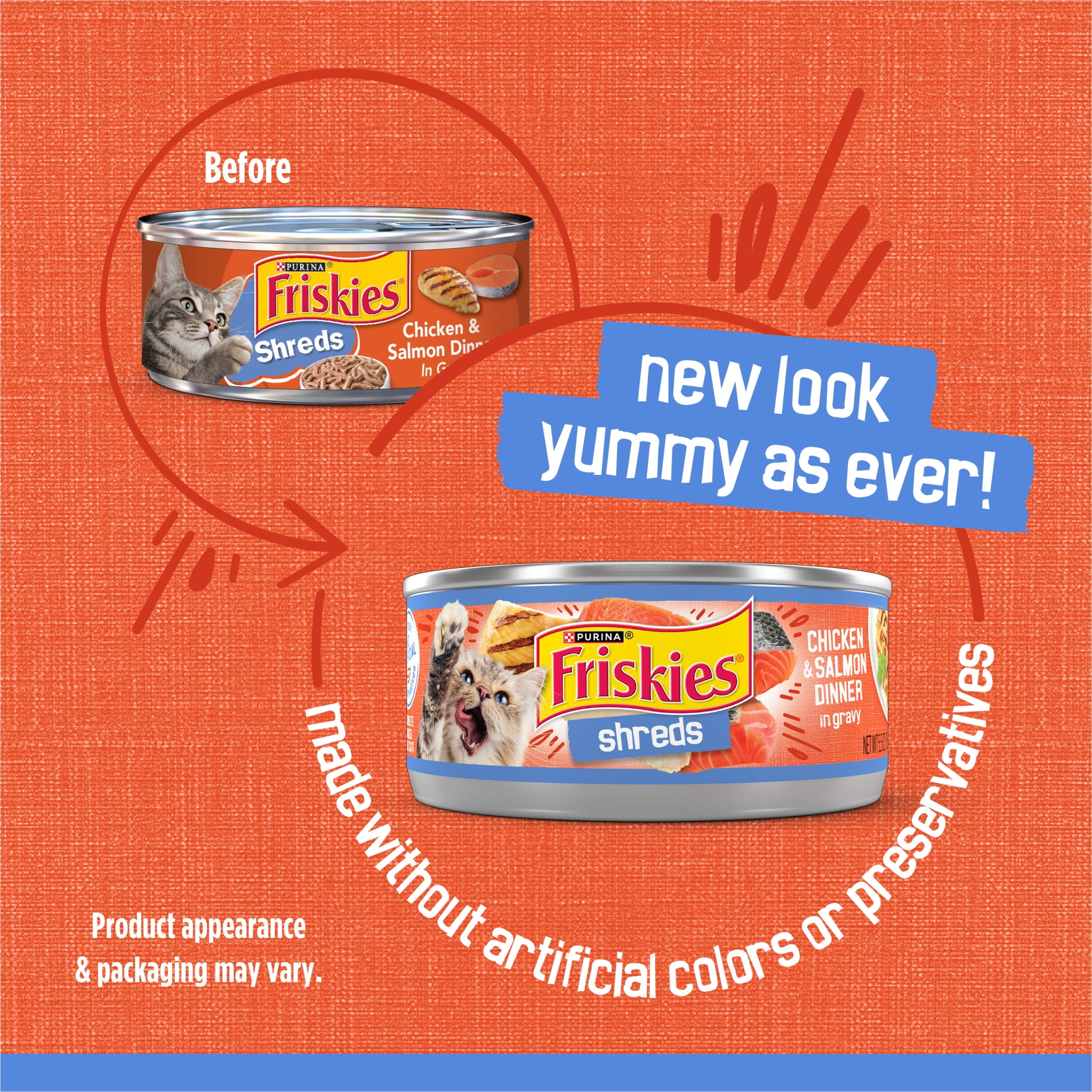 Friskies Shreds Chicken and Salmon Dinner Wet Cat Food in Gravy (12 Pack, 5.5 oz) jm4lm