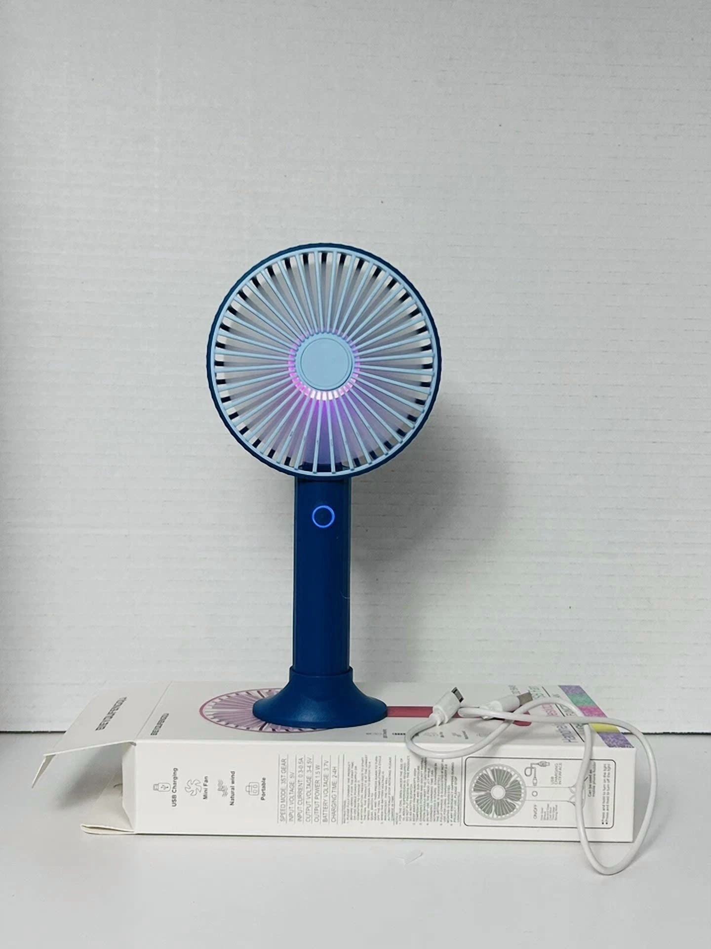 VAULT Mini Handheld Fan with Rechargeable Battery (3-Speed, LED Light, Portable) fz8r8
