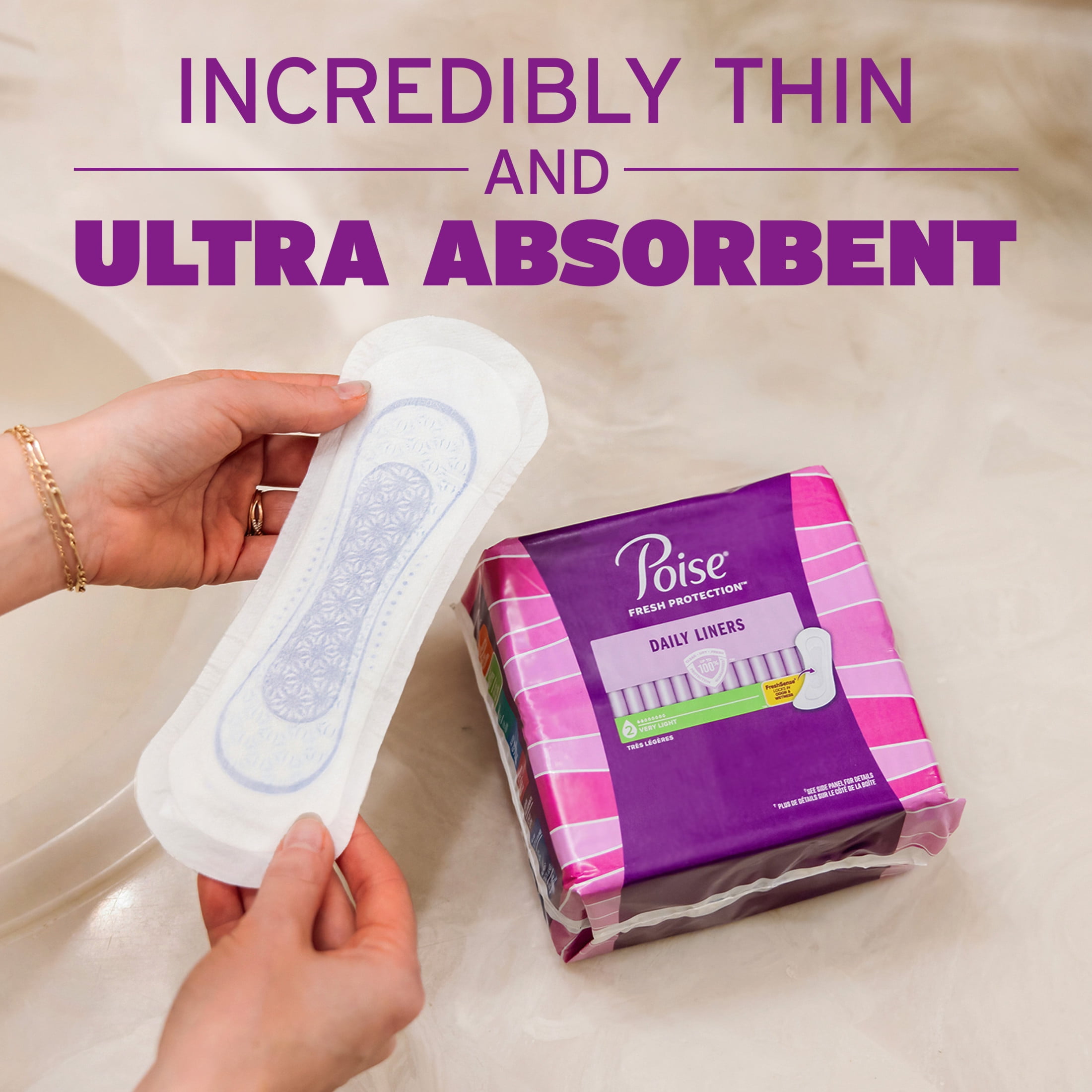 Poise Daily Incontinence Panty Liners, Very Light Absorbency, Regular Length (126 Count) 7milj