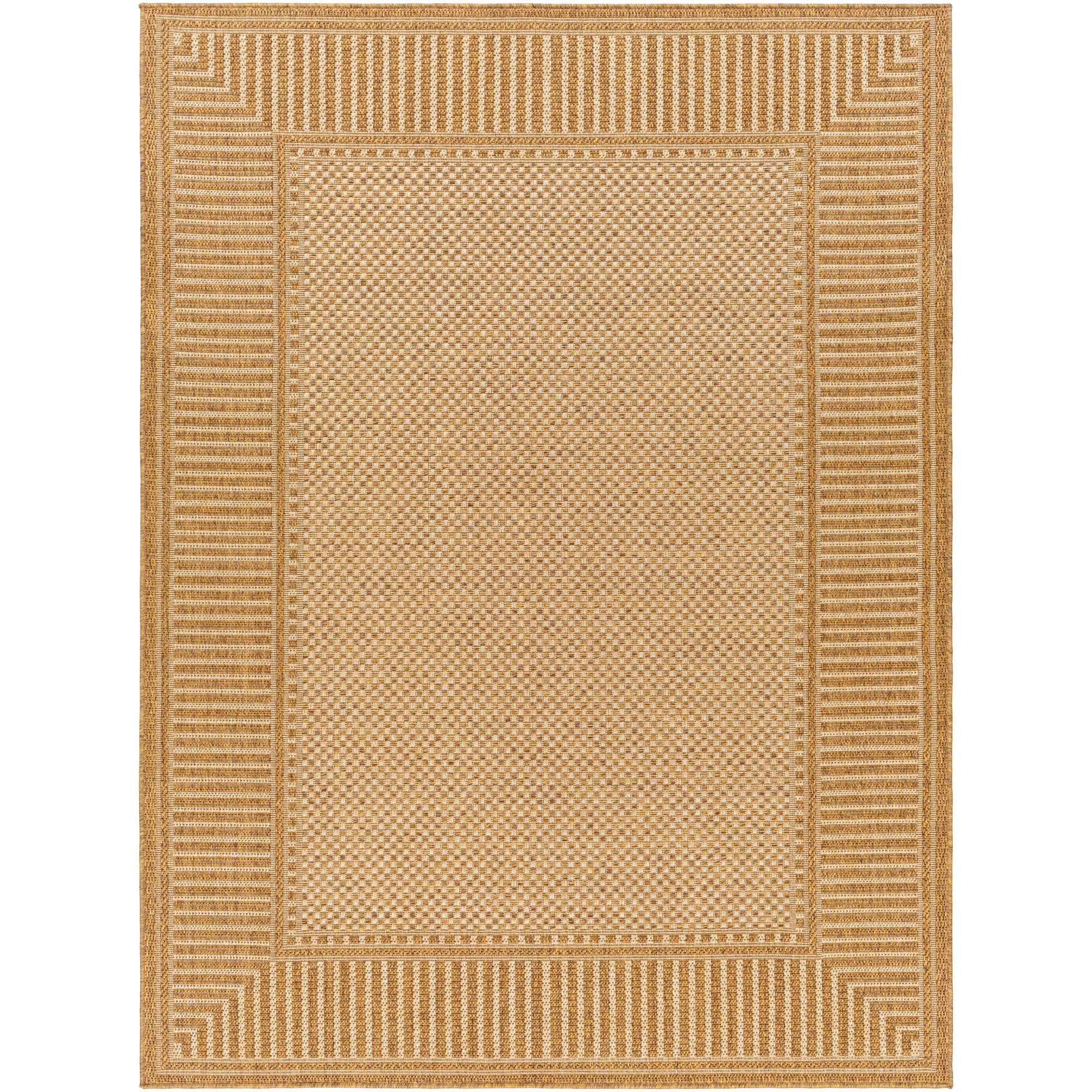 Livabliss Pismo Beach Border Outdoor/Indoor Area Rug (Beige, 9 ft 2 in x 12 ft) s4en6