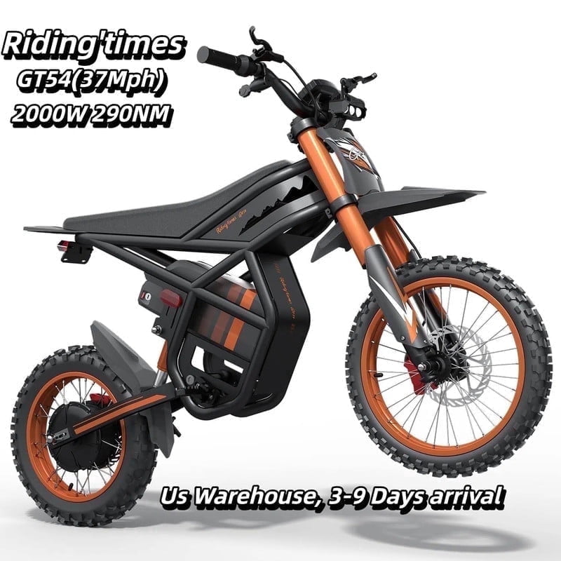 Riding'Times GT54 Electric Dirt Bike, 2000W Motor Off-Road Ebike with 27AH Battery, Dual Hydraulic Brakes (14 in / 12 in Tires) rmbsw