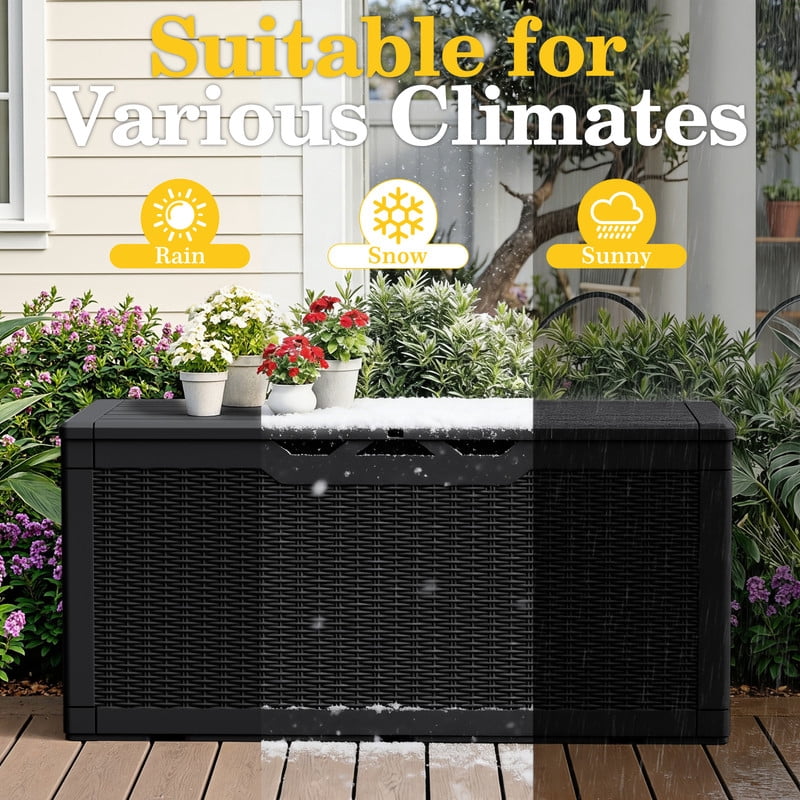 Homall 100 Gallon Outdoor Patio Deck Storage Box, Weather-Resistant Resin Organizer (Black, 100 Gallon) lwgs3