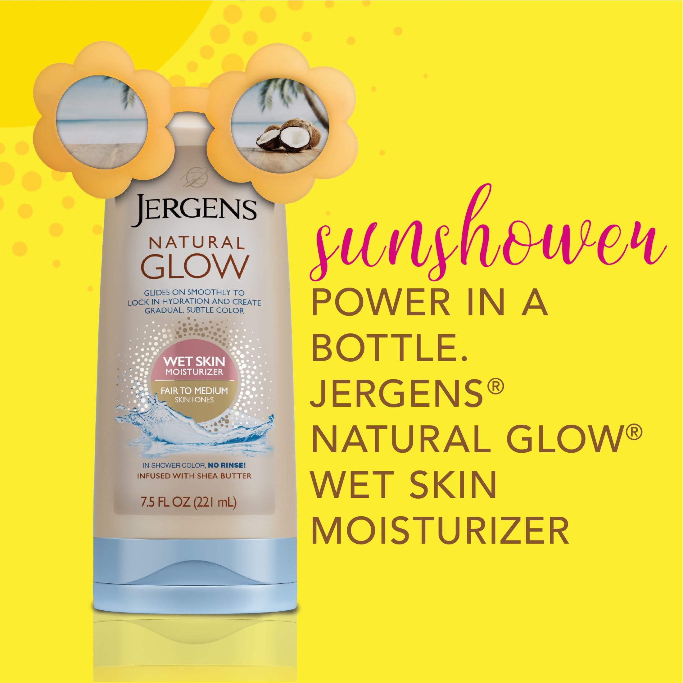 Jergens Natural Glow Wet Skin Moisturizer Self Tanner for Fair to Medium Skin (5 Pack, 7.5 fl oz) yfn7i