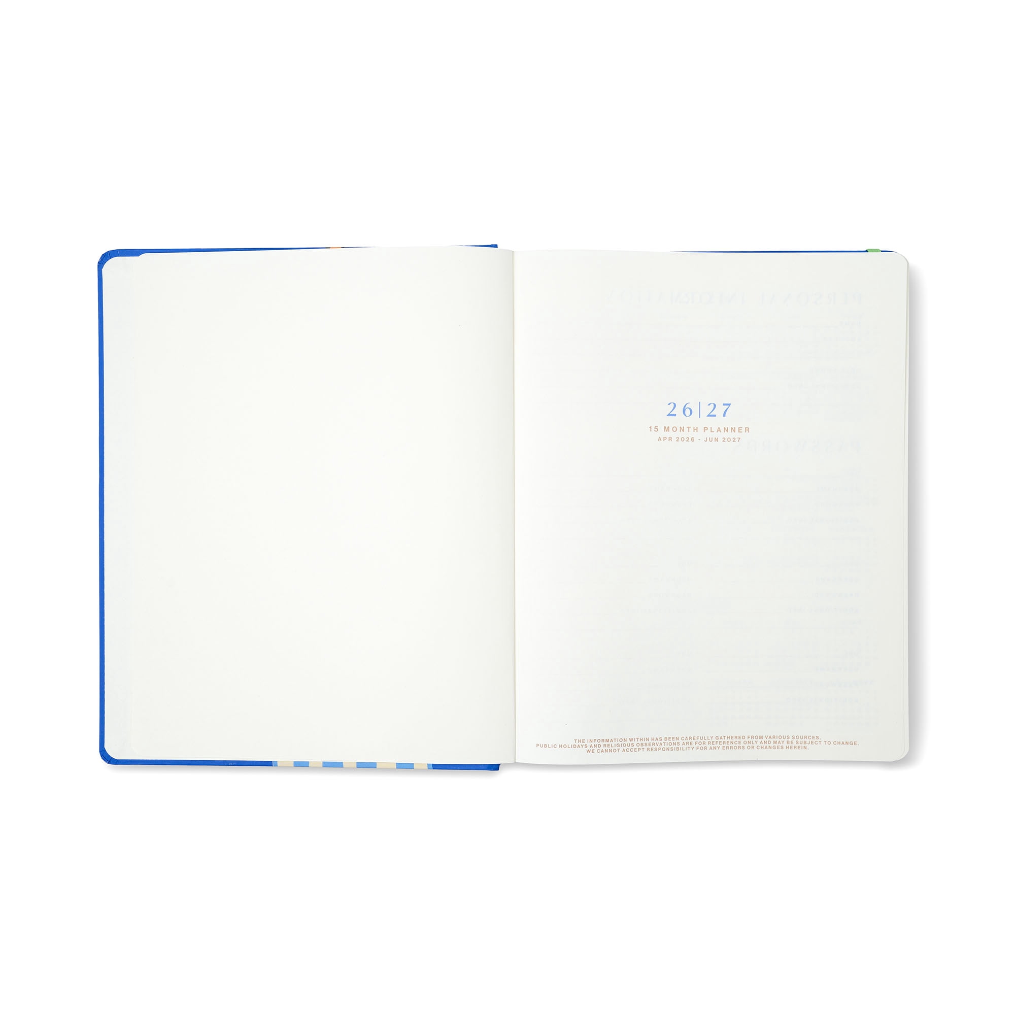ThinkInk 15-Month Planner Weekly & Monthly Organizer Blue Flower Vase Design (8 in x 10 in) kg3qq