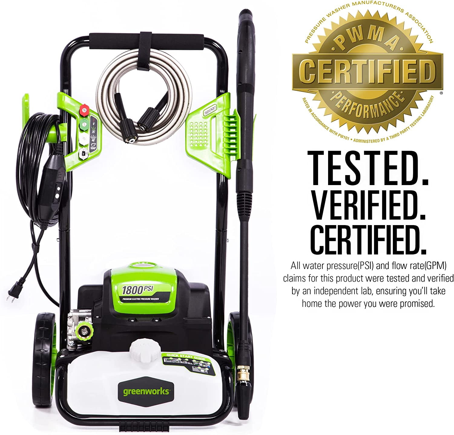 Greenworks 1800 PSI Electric Pressure Washer (1.2 GPM, 13-Amp Motor) zqej6