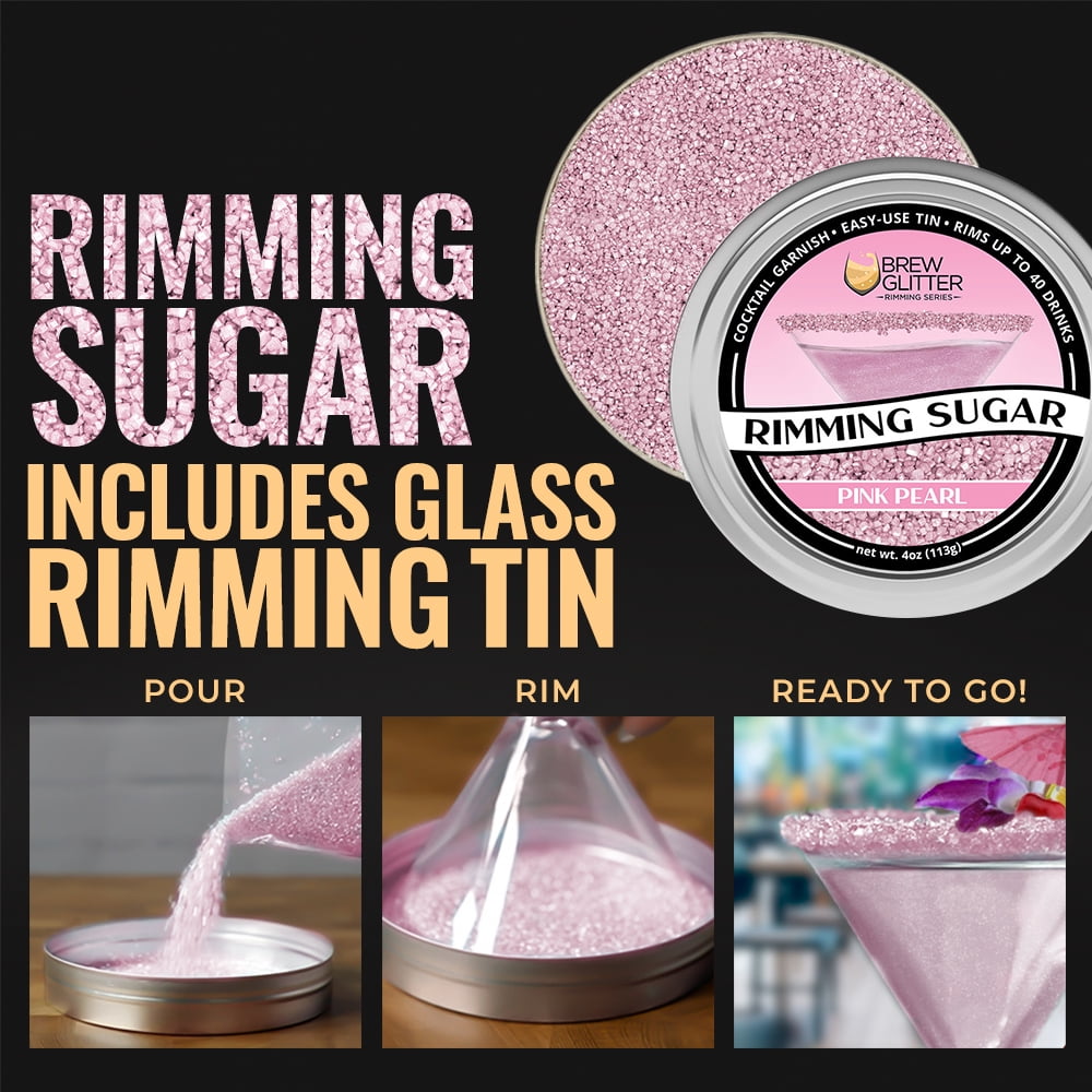 Brew Glitter Pink Pearl Cocktail Rimming Sugar for Drinks and Desserts (Pink, 4 oz) mtzba