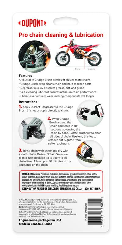 DuPont Motorcycle Chain Service Kit with Grunge Brush, Degreaser, and Chain Lubricant (4 fl oz, 2 fl oz) flpqp