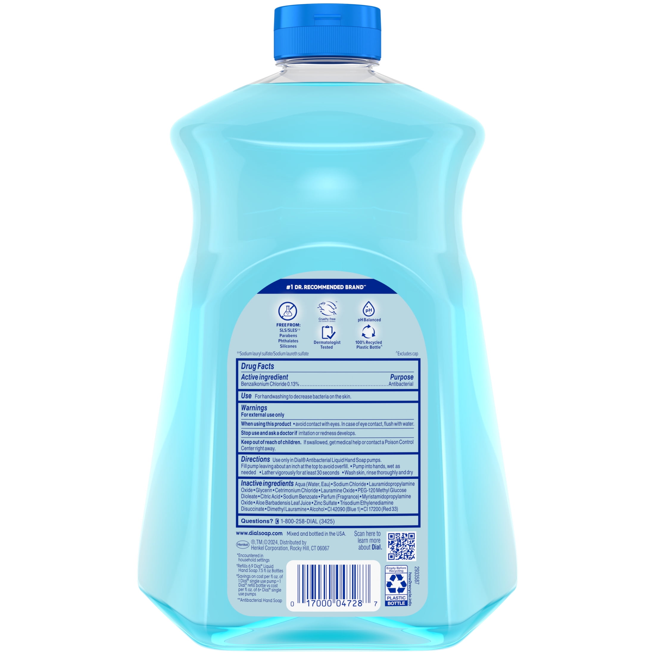 Dial Antibacterial Defense Liquid Hand Soap Refill, Spring Water Scent (52 fl oz) m82eq