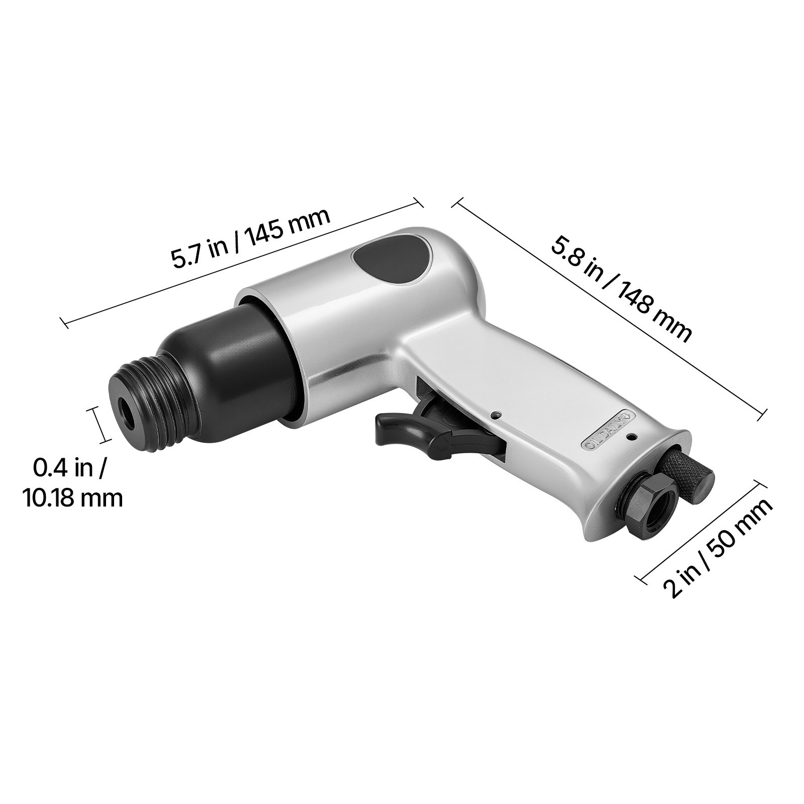 KFFKFF Pneumatic Air Hammer, 4500 BPM Heavy-Duty Air Chisel Tool with 1.57-inch Stroke and 4 Chisels (Silver) nzsow