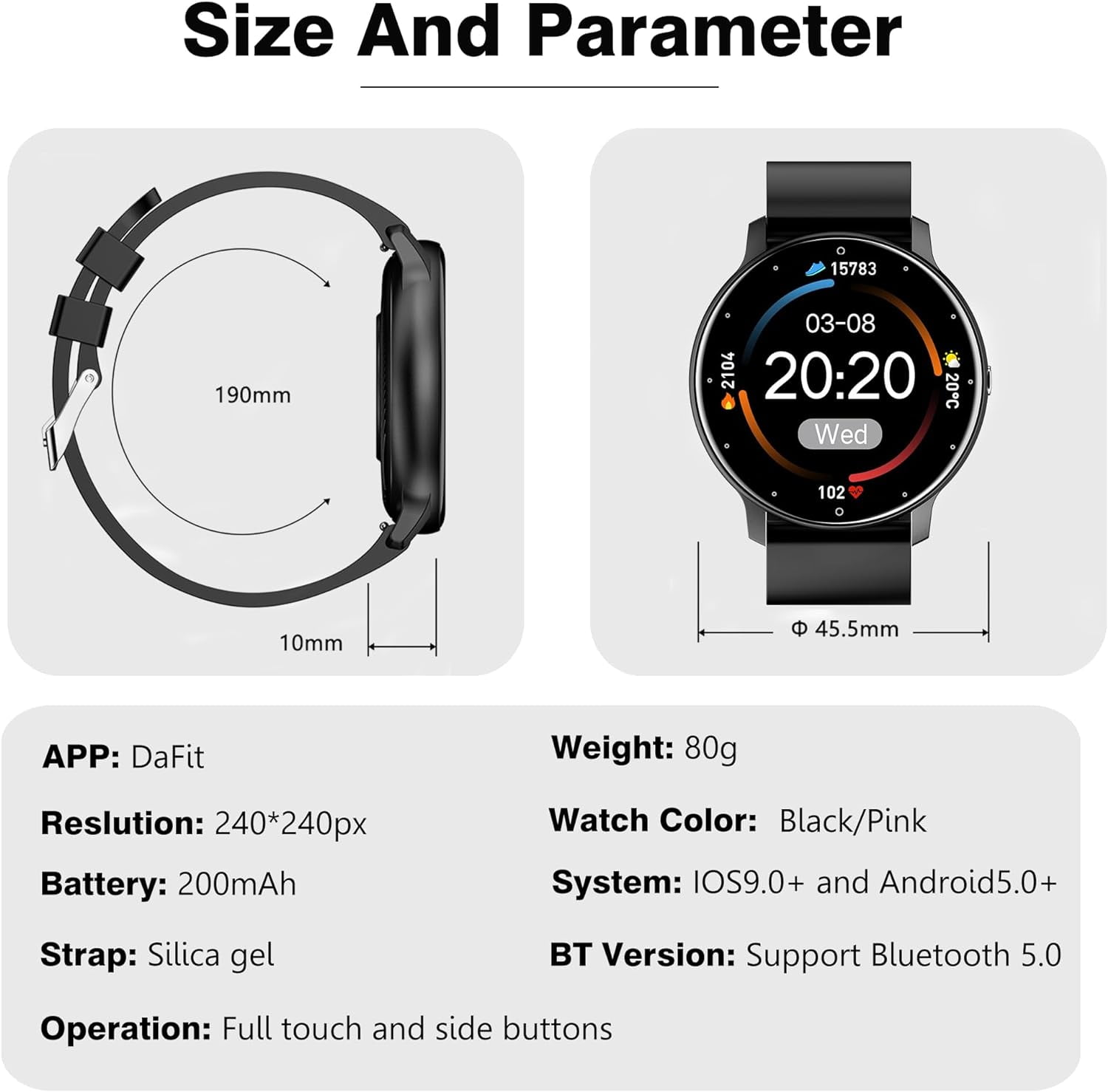 SGNics Smart Watch Fitness Tracker with HD Touch Screen and Activity Monitor (Black, 1.28 in) e78yi