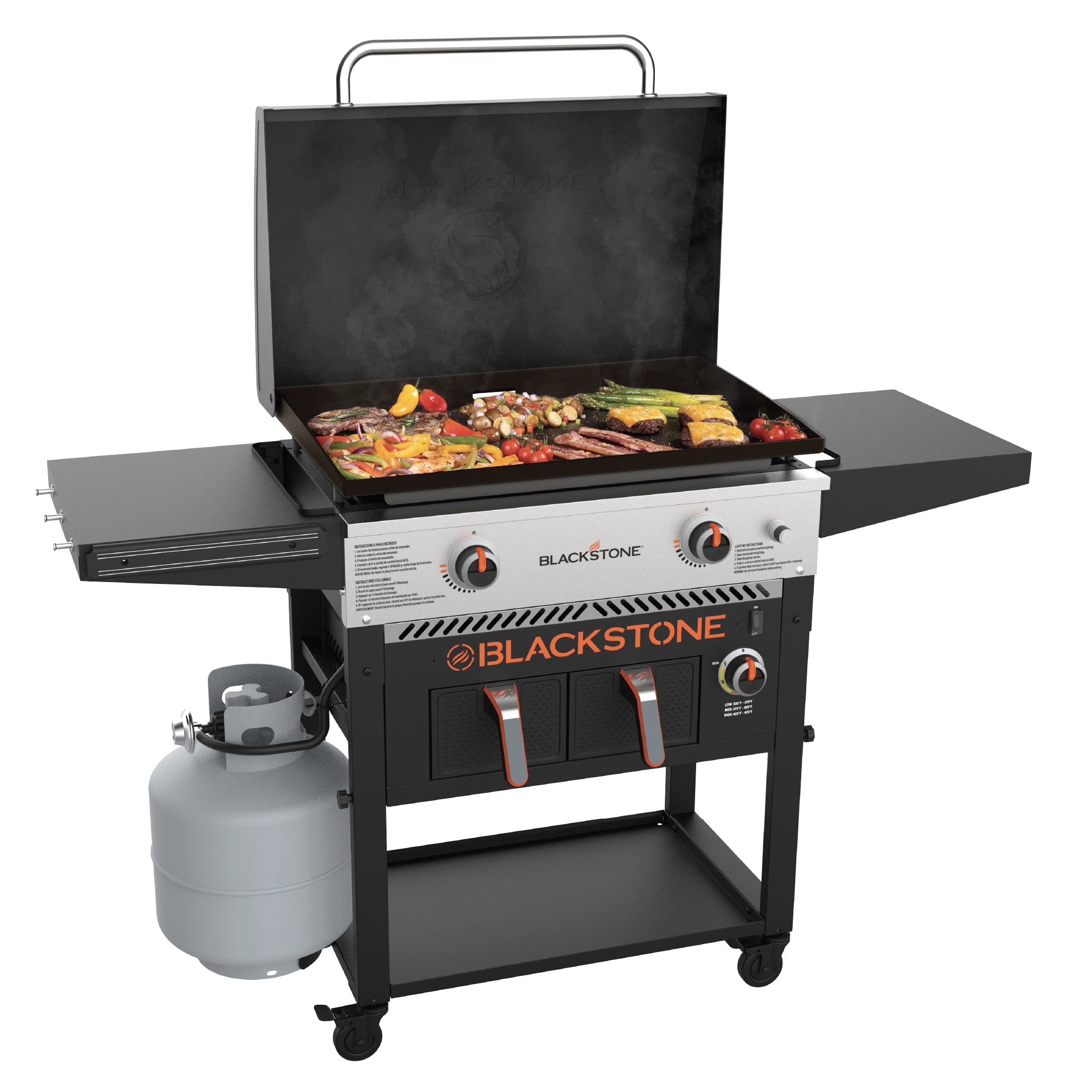 Blackstone 28-inch Outdoor Propane Griddle and Air Fryer Combo with Hood (Black, 524 sq in) ime8u