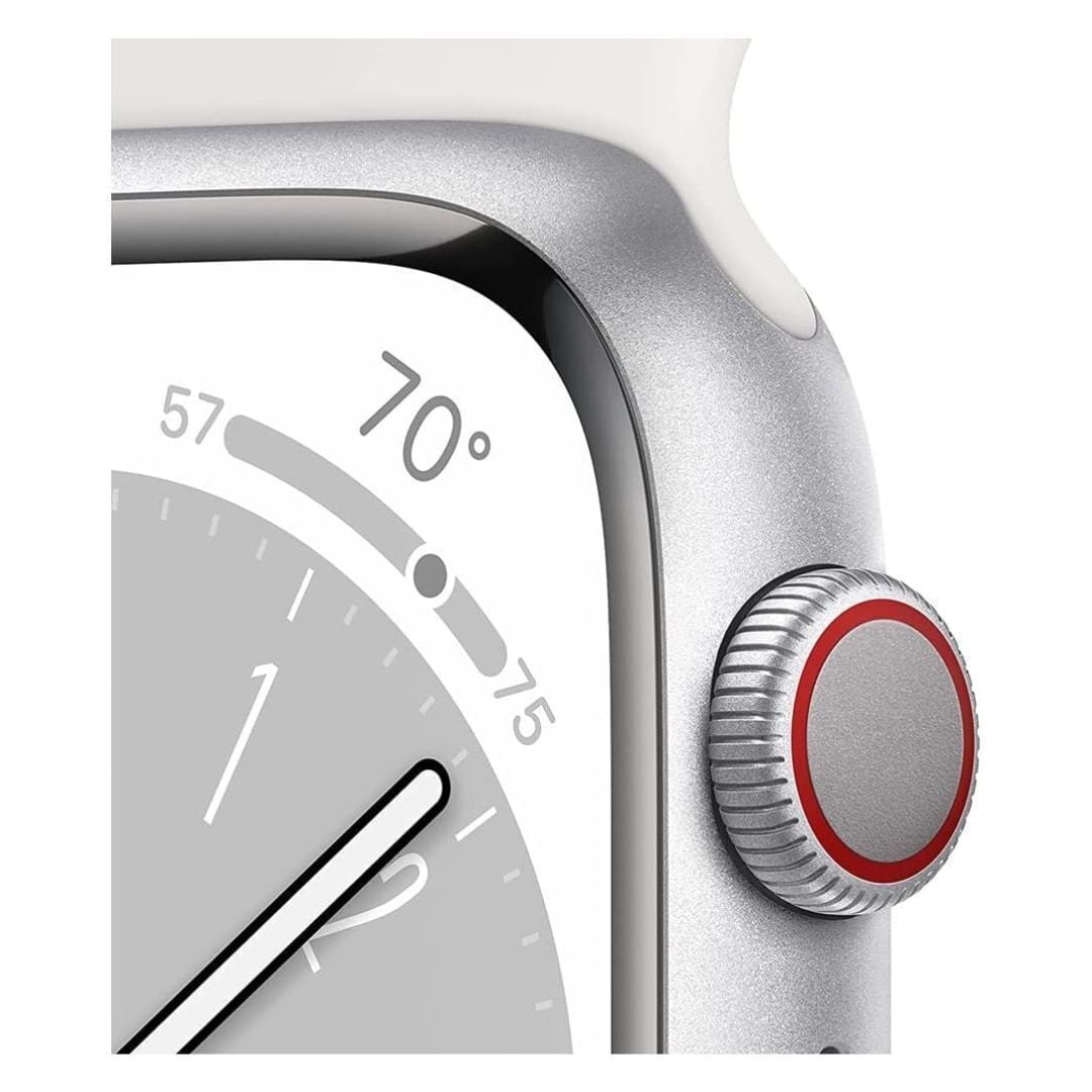 Apple Watch Series 8 GPS Smartwatch (Silver Aluminum, White Sport Band, 41mm) gotc8