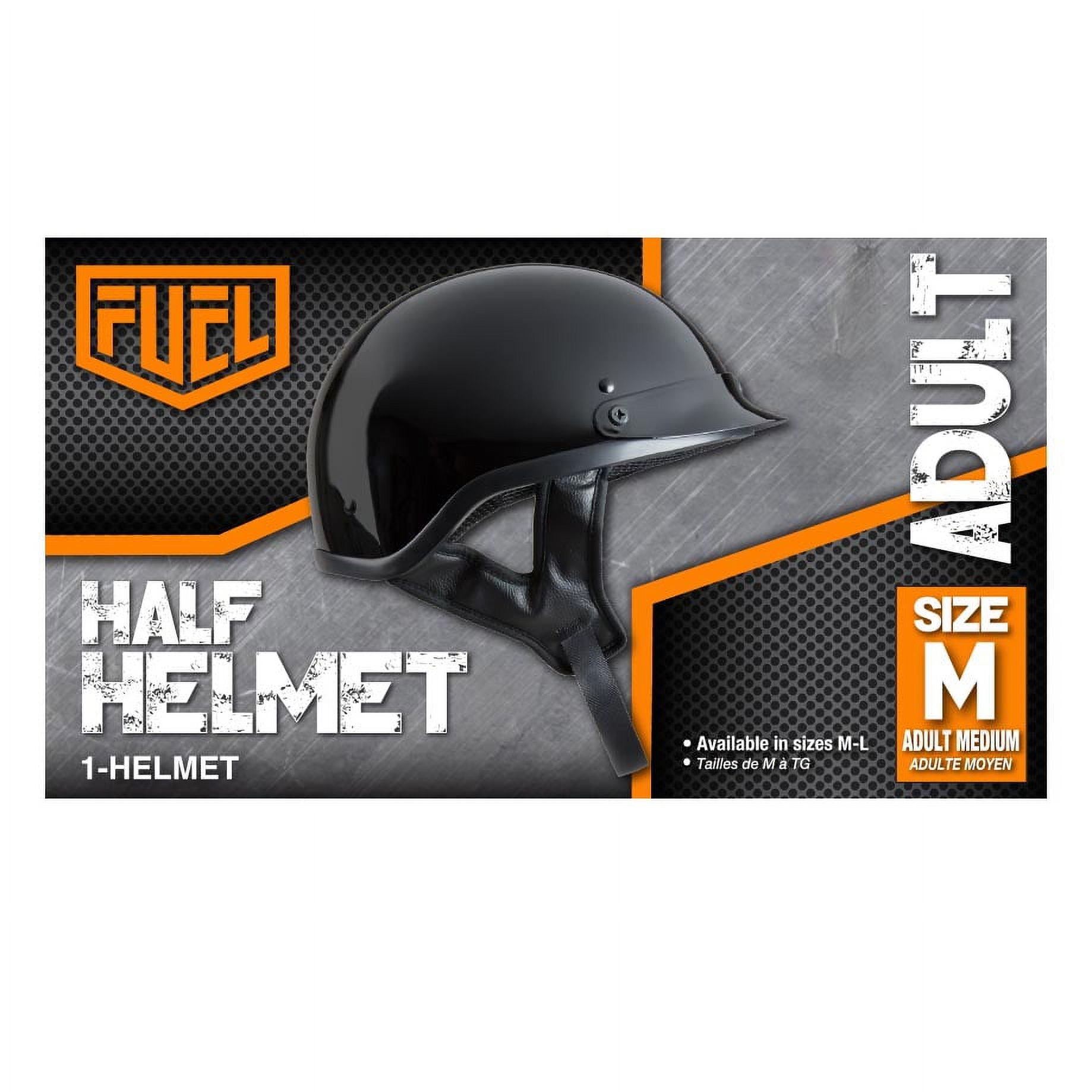 Fuel Helmets Adult Motorcycle Half Helmet, DOT Certified Safety Gear, Lightweight Protective Shell (Gloss Black, Medium) q23cr