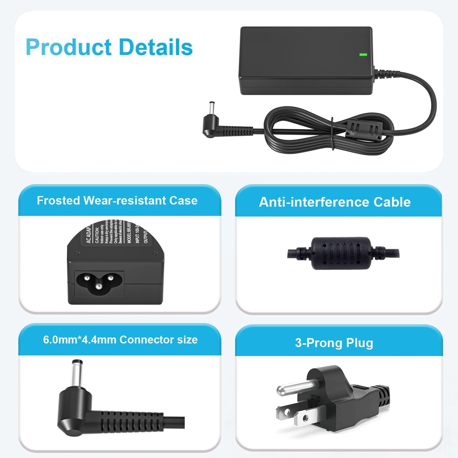 AUSIO 65W Laptop Charger for Lenovo Ideapad Flex Slim Yoga V-Series (Black, 4.0mm x 1.7mm Connector) wfe4y
