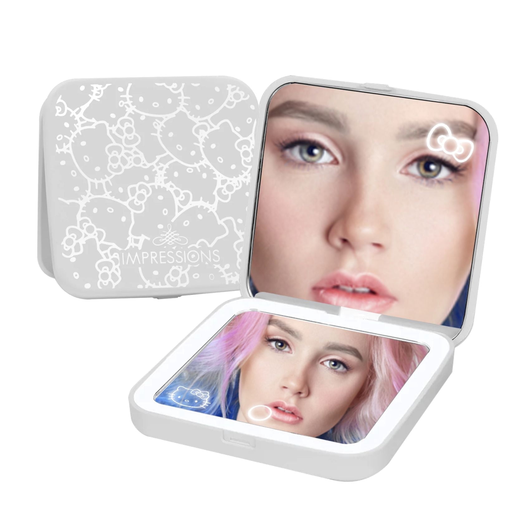Impressions Vanity Hello Kitty LED Compact Mirror with 2X Magnification (White, 3.5 in) 5w8zx