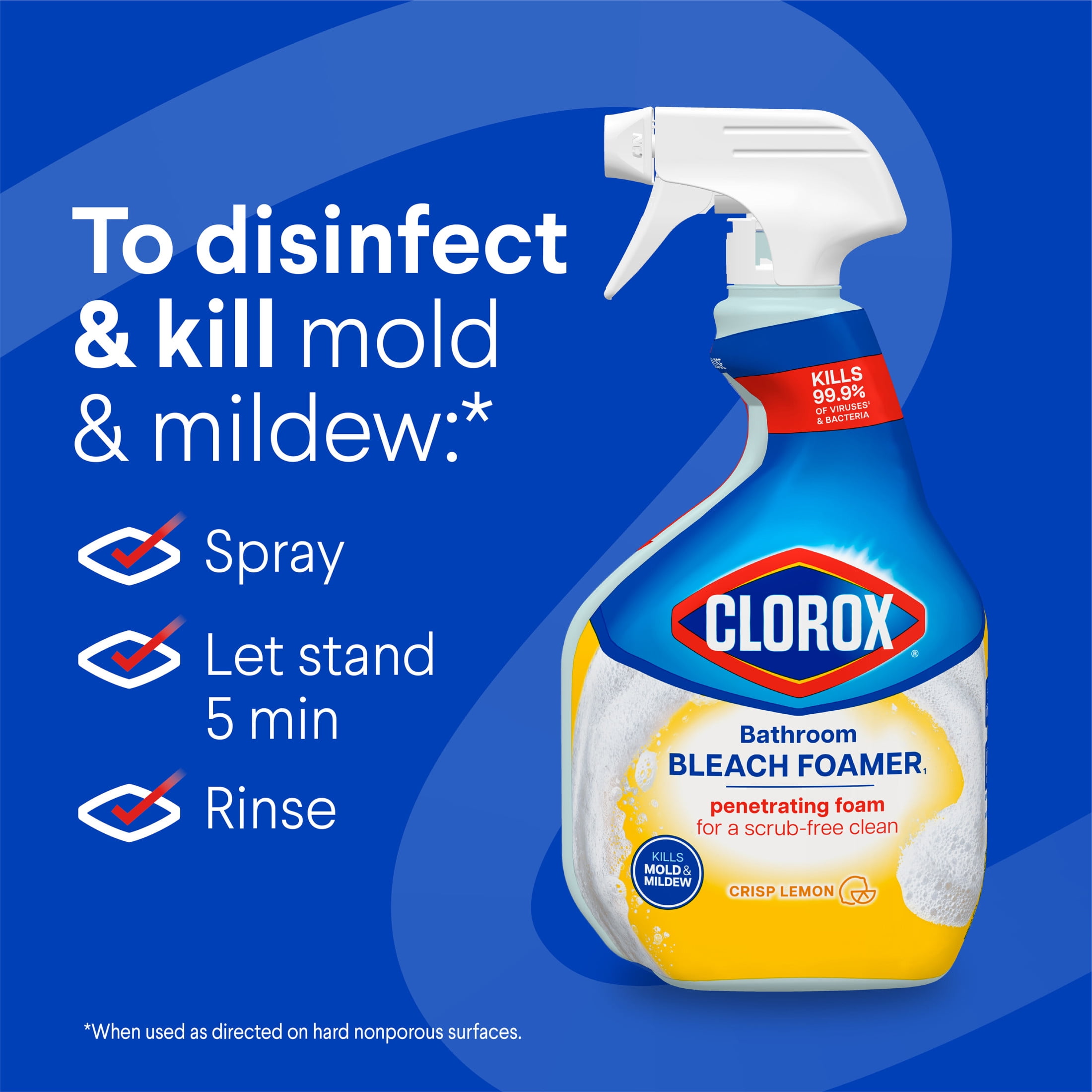 Clorox Bleach Foamer Bathroom and Shower Cleaner Spray, Crisp Lemon (30 fl oz) bsd1q