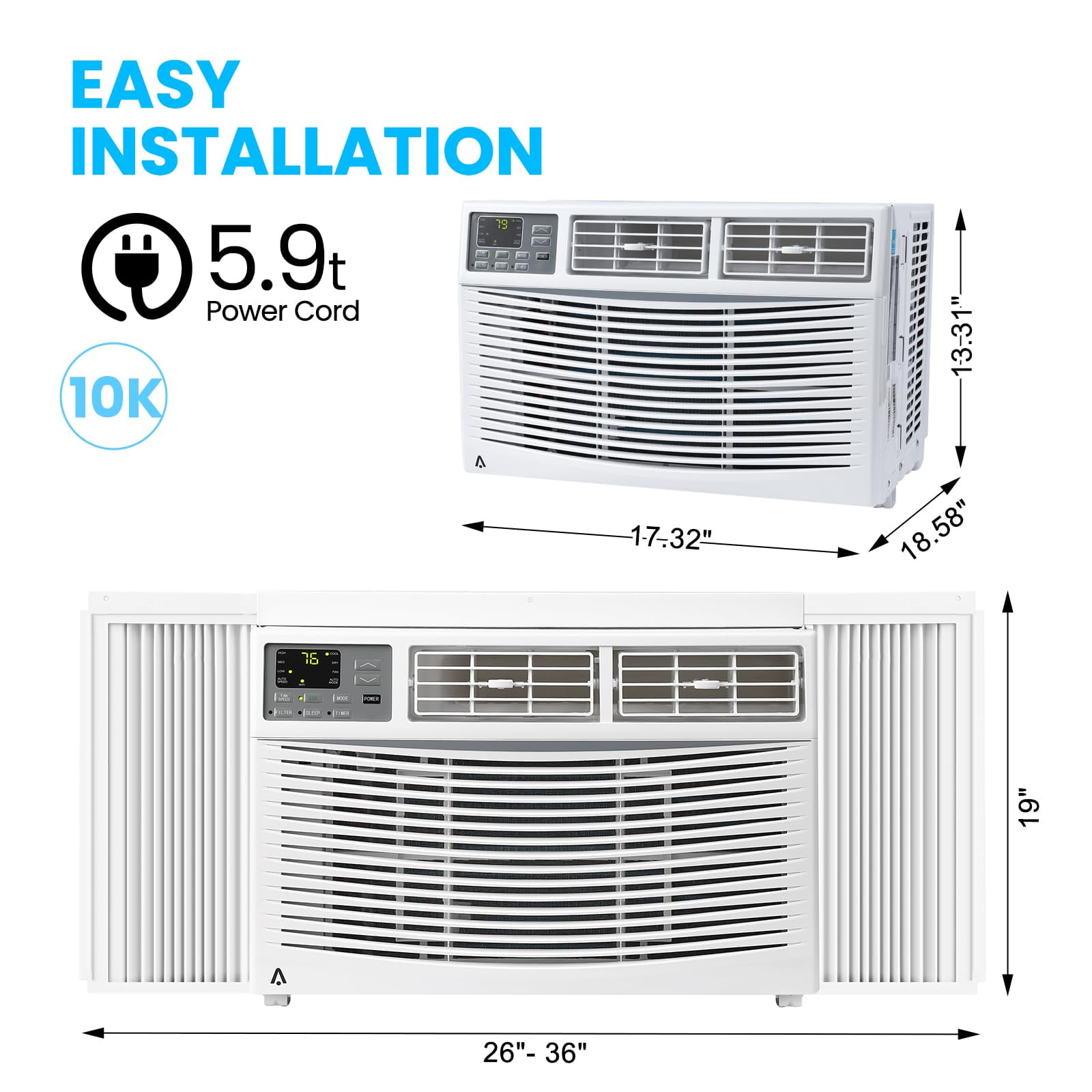 Sunflower Home Decor 10000 BTU Window Air Conditioner (White, 450 Sq. Ft) syho4