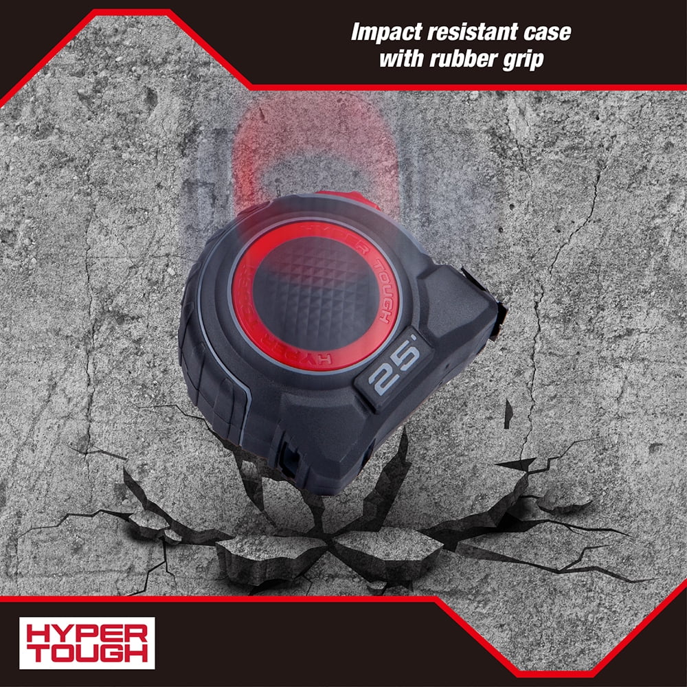 Hyper Tough True Control Tape Measure with High-Visibility Blade (Grey, 25 ft) wrgwi