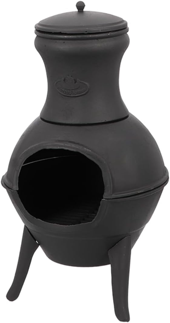 Esschert Design Outdoor Terrace Heater, Portable Patio Warming Fire Pit (Black, 14 in x 14 in x 25 in) co7uw