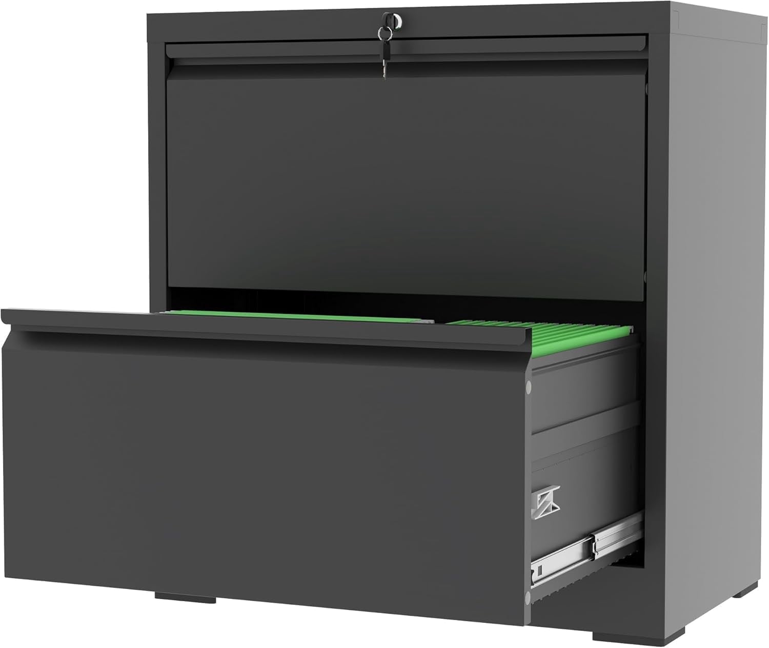 BIZOEIRON 2-Drawer Lateral File Cabinet with Lock, Heavy-Duty Metal Filing Organizer for Home Office (Black, 15.75 in D x 26.76 in W x 28.5 in H) 509z8