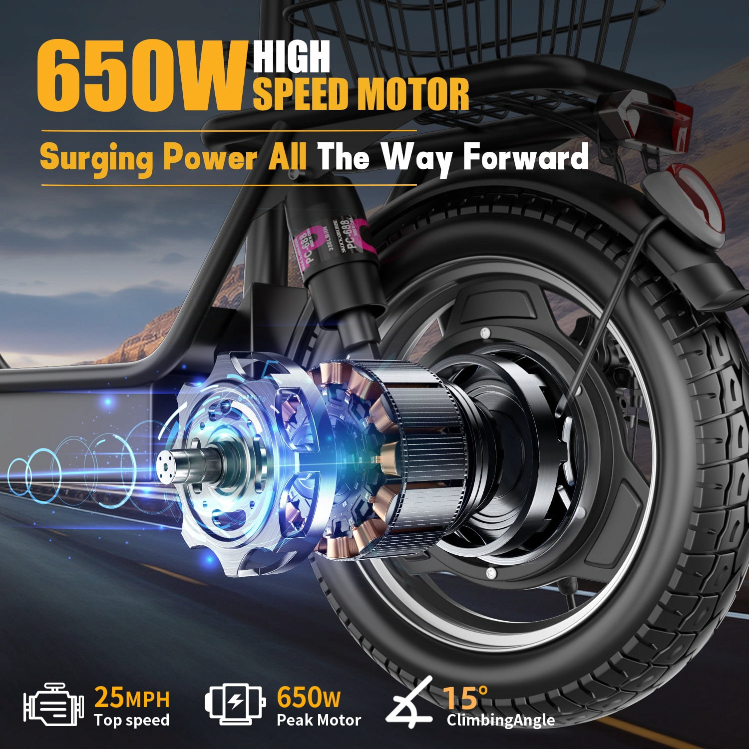AVBDJOY Electric Scooter with Seat for Adults, 500W Motor, 14 in Tires, Foldable Commuter Scooter (Black) hnfk5