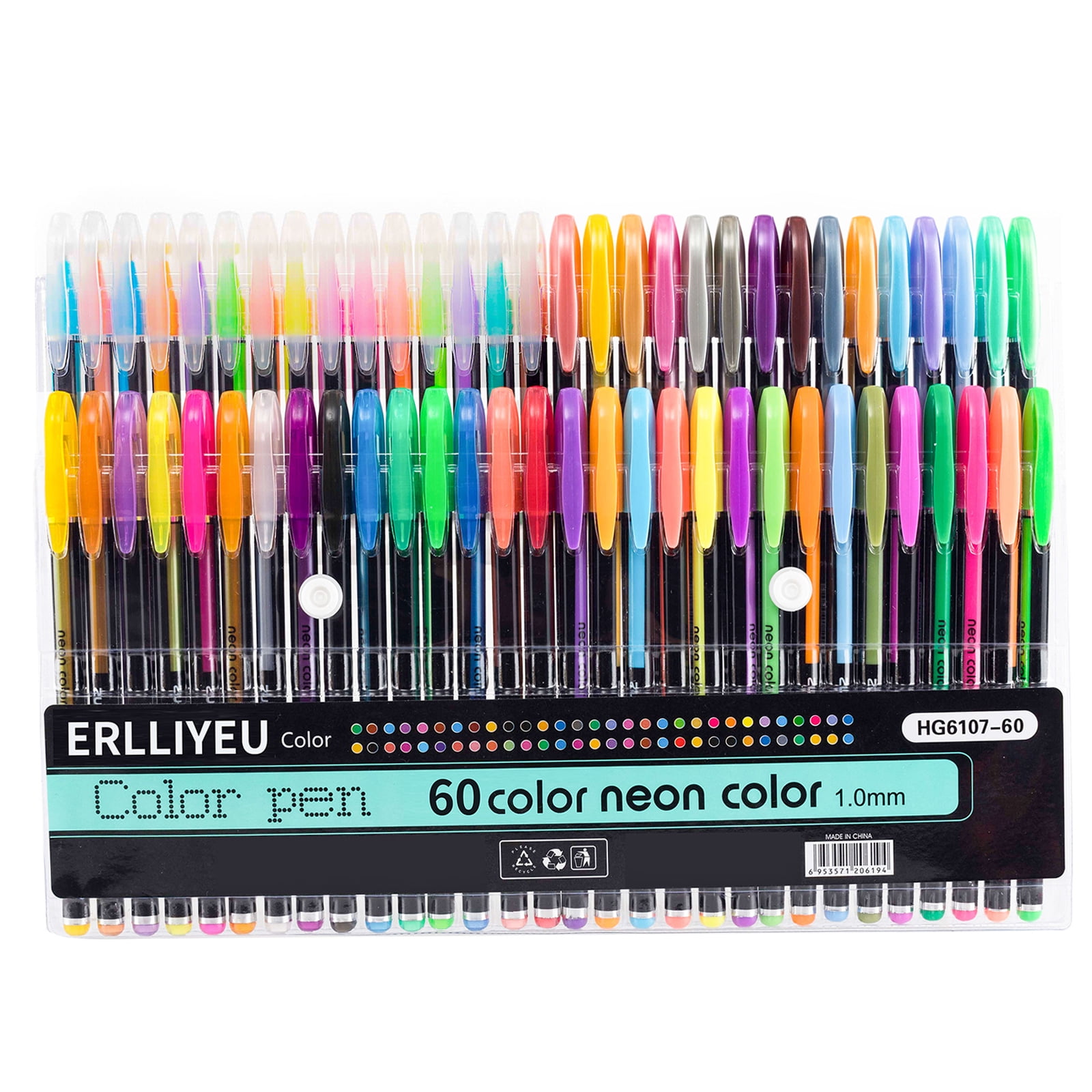 Aierliusa Glitter Gel Pen Set, Smooth Writing Art Pens for Drawing and Coloring (Assorted Colors, 60 Count) w99dr