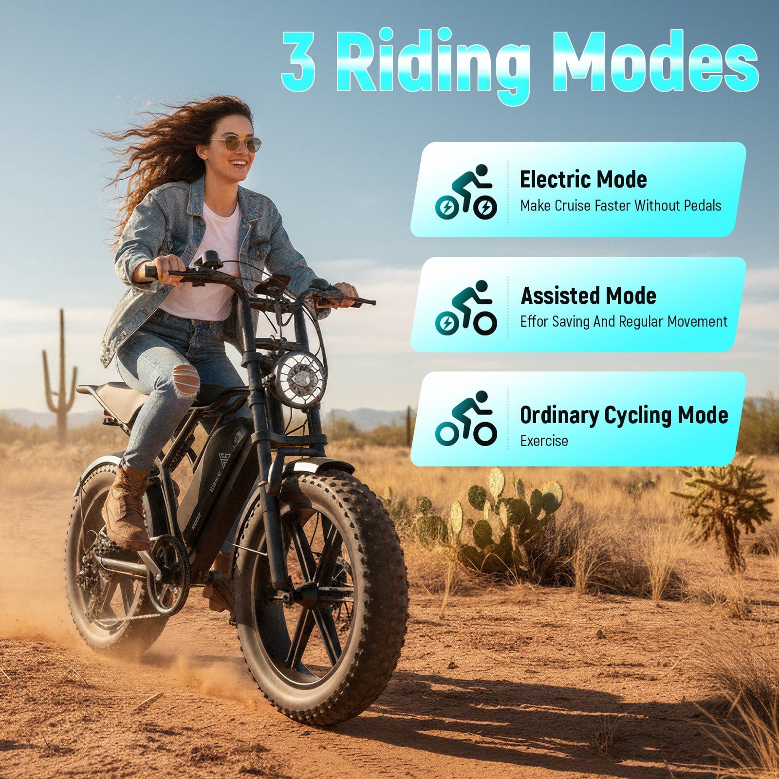 TST Electric Mountain Bike, 750W Motor, Full Suspension E-Bike, 20 in x 4 in Fat Tires, 20 Mph Speed (Black, 48V 15Ah) 8bv6i