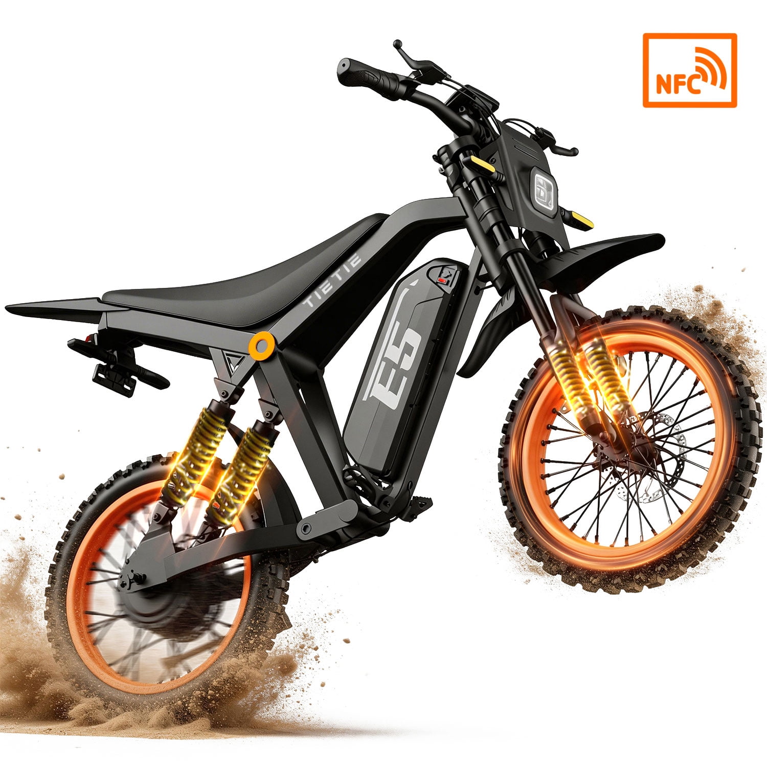 TieTie Electric Dirt Bike for Adults and Teens, Off-Road Motorcycle with 1500W Motor and 48V Battery (Black) fkuyt