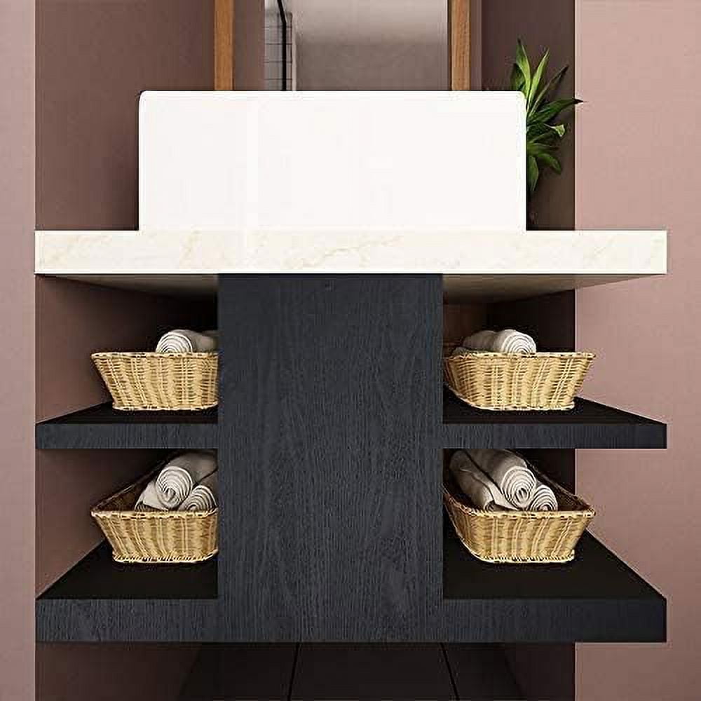 Genreen Wood Grain Contact Paper, Self-Adhesive Removable Vinyl Wallpaper for Kitchen Cabinets and Furniture (Black, 17.7 in x 118 in) nhsw7