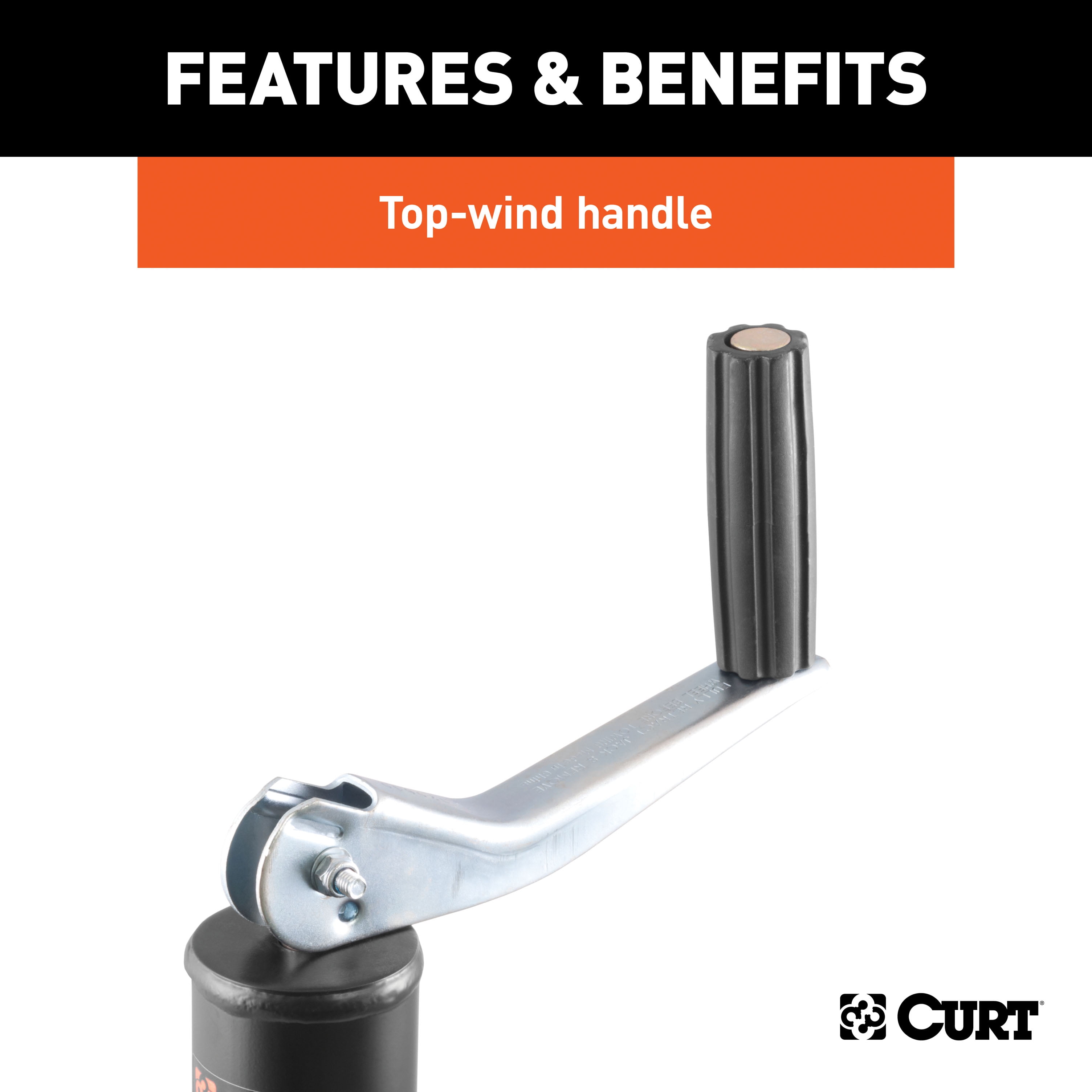 CURT 28202 A-Frame Trailer Jack, Heavy-Duty Tongue Support, 2,000 lb Capacity (14.75 in Vertical Travel) oewy1