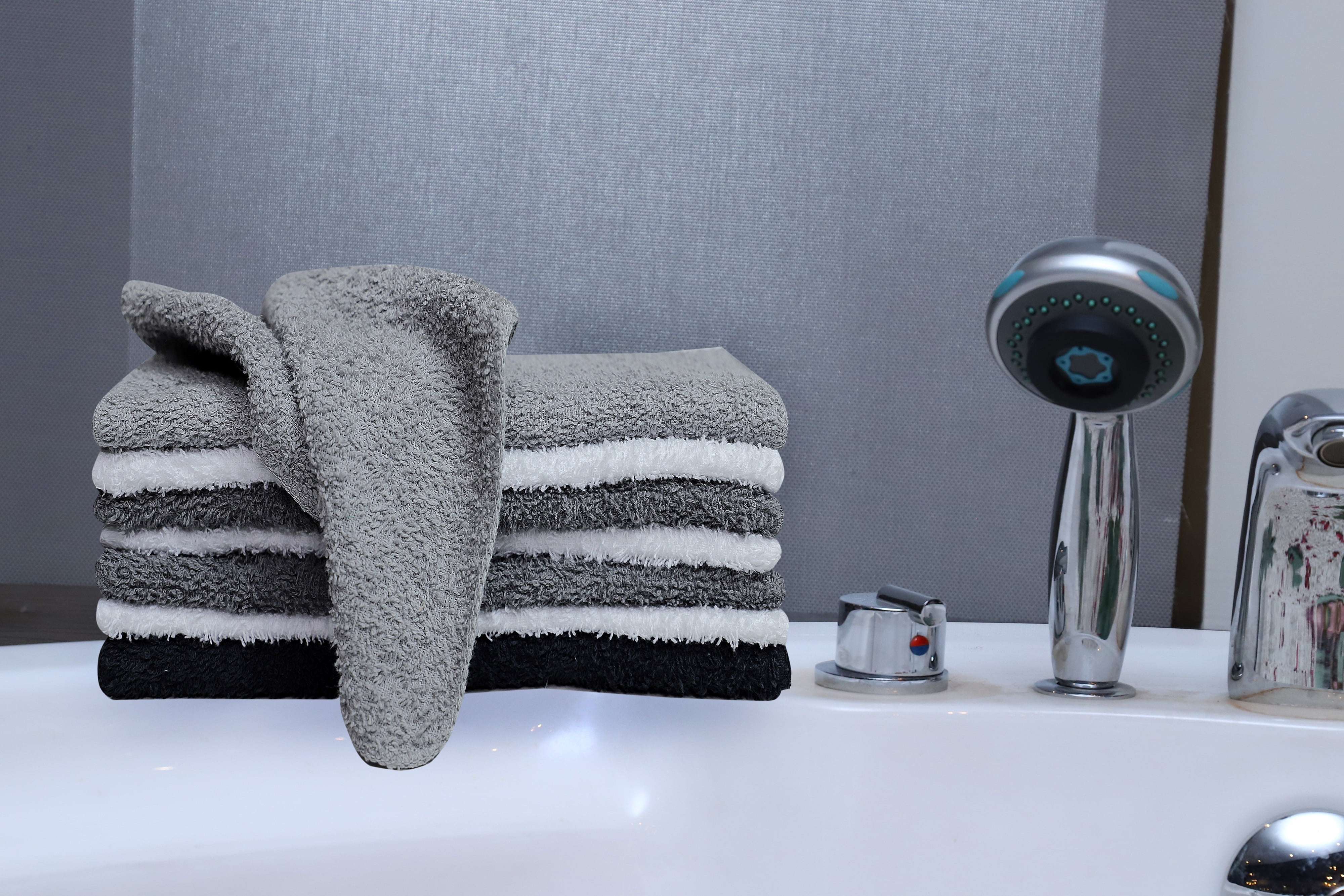 Mainstays Cotton Washcloth Set, Highly Absorbent Soft Bath Towels (Grey Multi, 18-Pack) q8crg