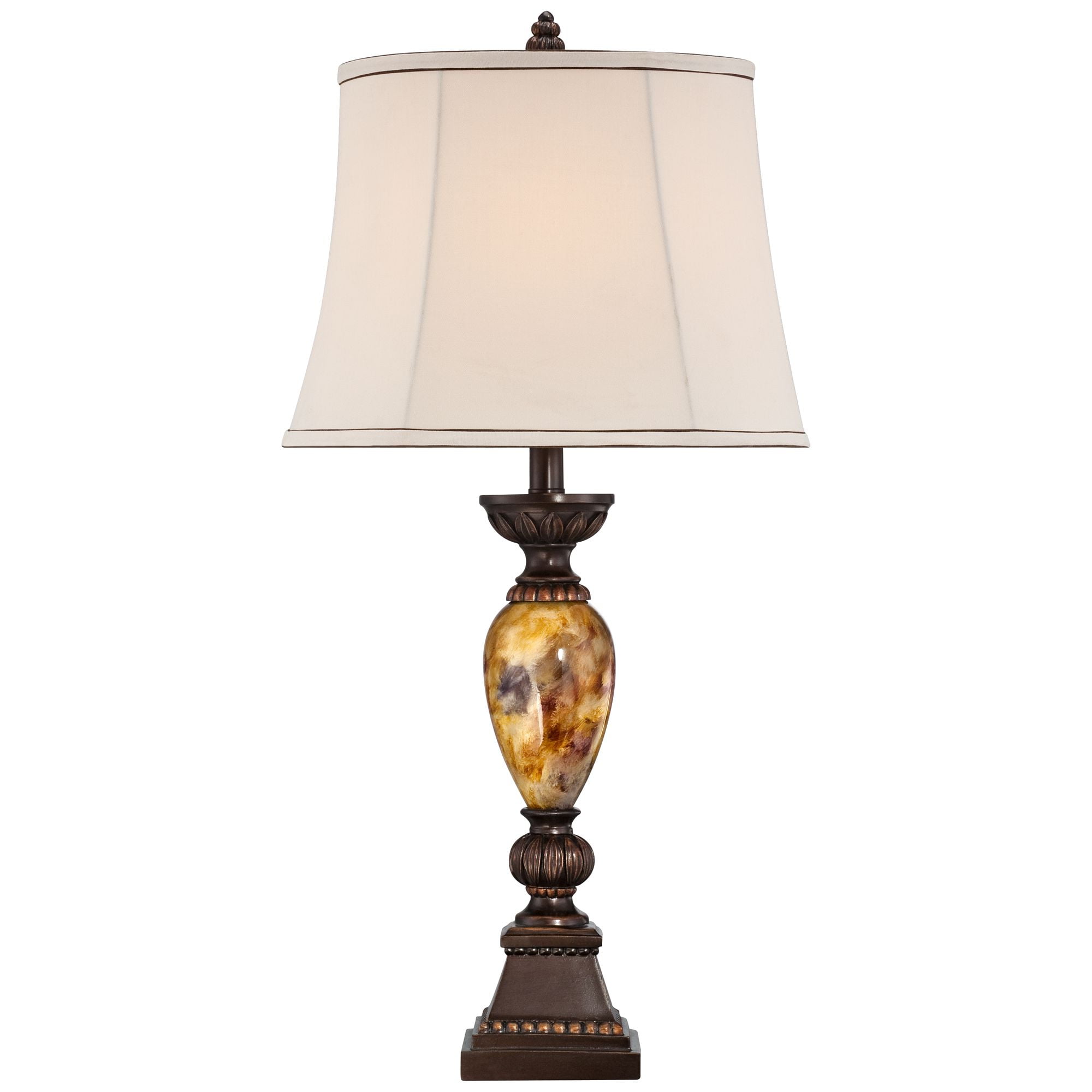 Kathy Ireland Vintage Table Lamps Set of 2, Aged Bronze Marbleized Finish with Off-White Oval Shade (30 in) zavfc