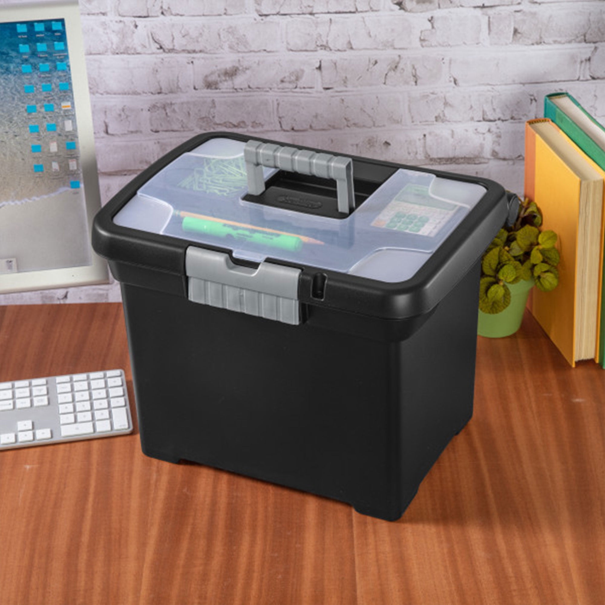 Sterilite Portable Lockable File Box with Lid Storage and Handle (Black, 4 Pack) wwfav