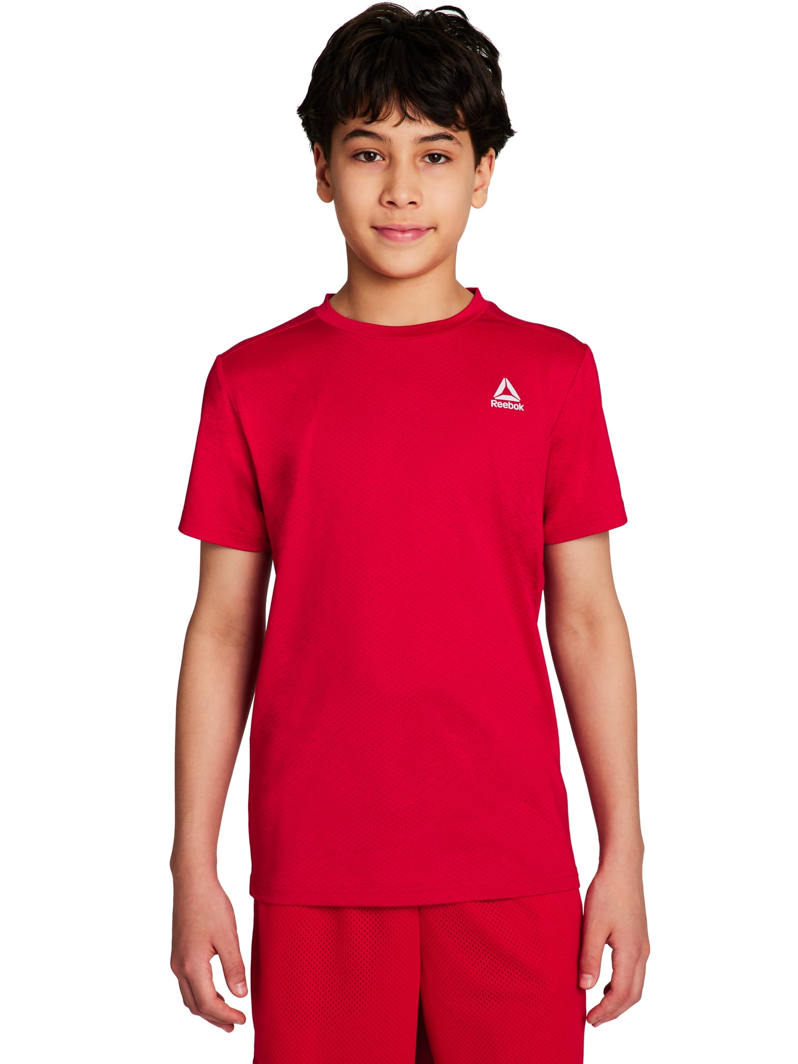 Reebok Boy's Athletic Stride Performance T-Shirt Moisture-Wicking Activewear (Black, L, 2-Pack) vk525