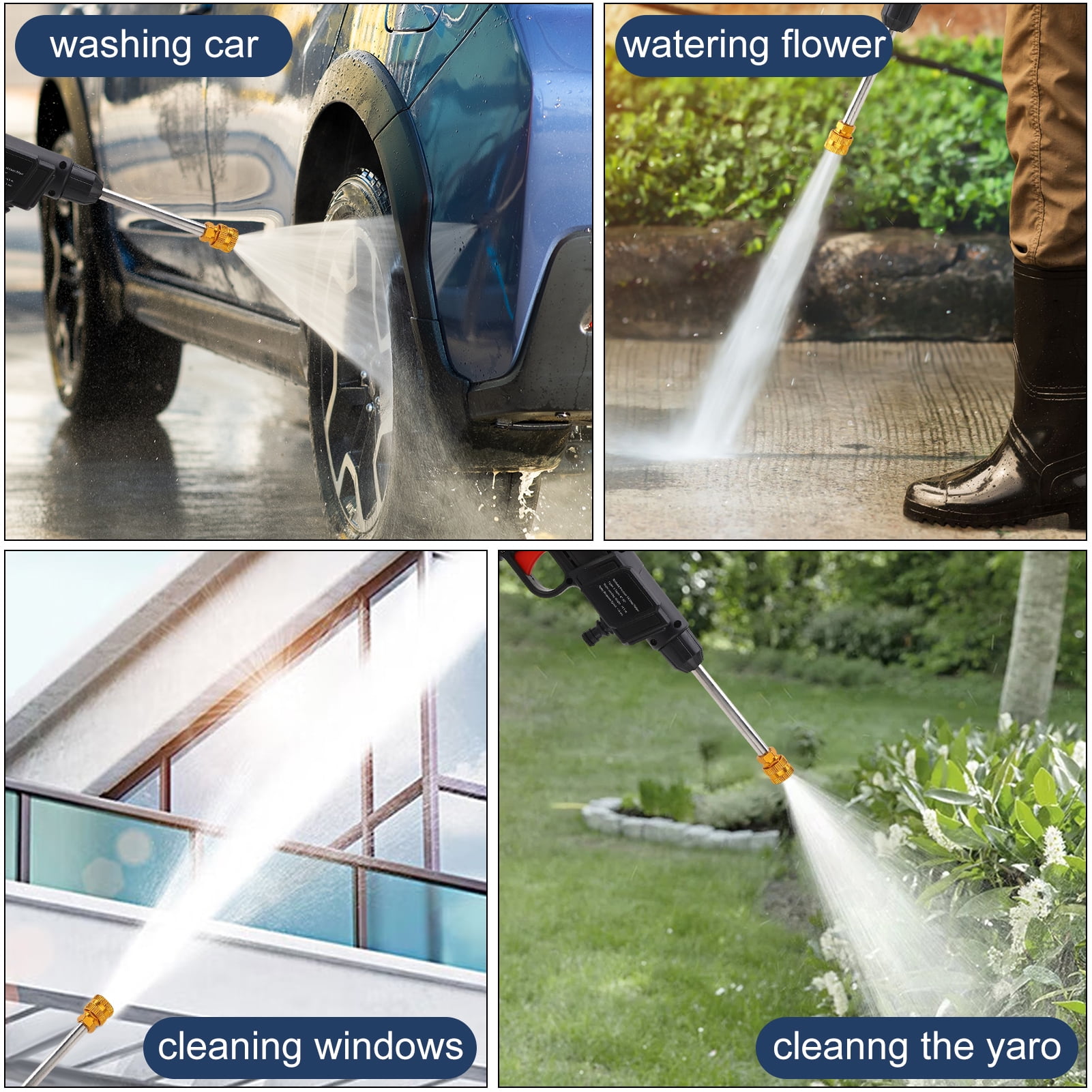 Ldyso Cordless Electric Power Washer, 350PSI Portable Pressure Cleaner with 6-in-1 Nozzle and 29.5 ft Hose (Black, 600W) tng7v