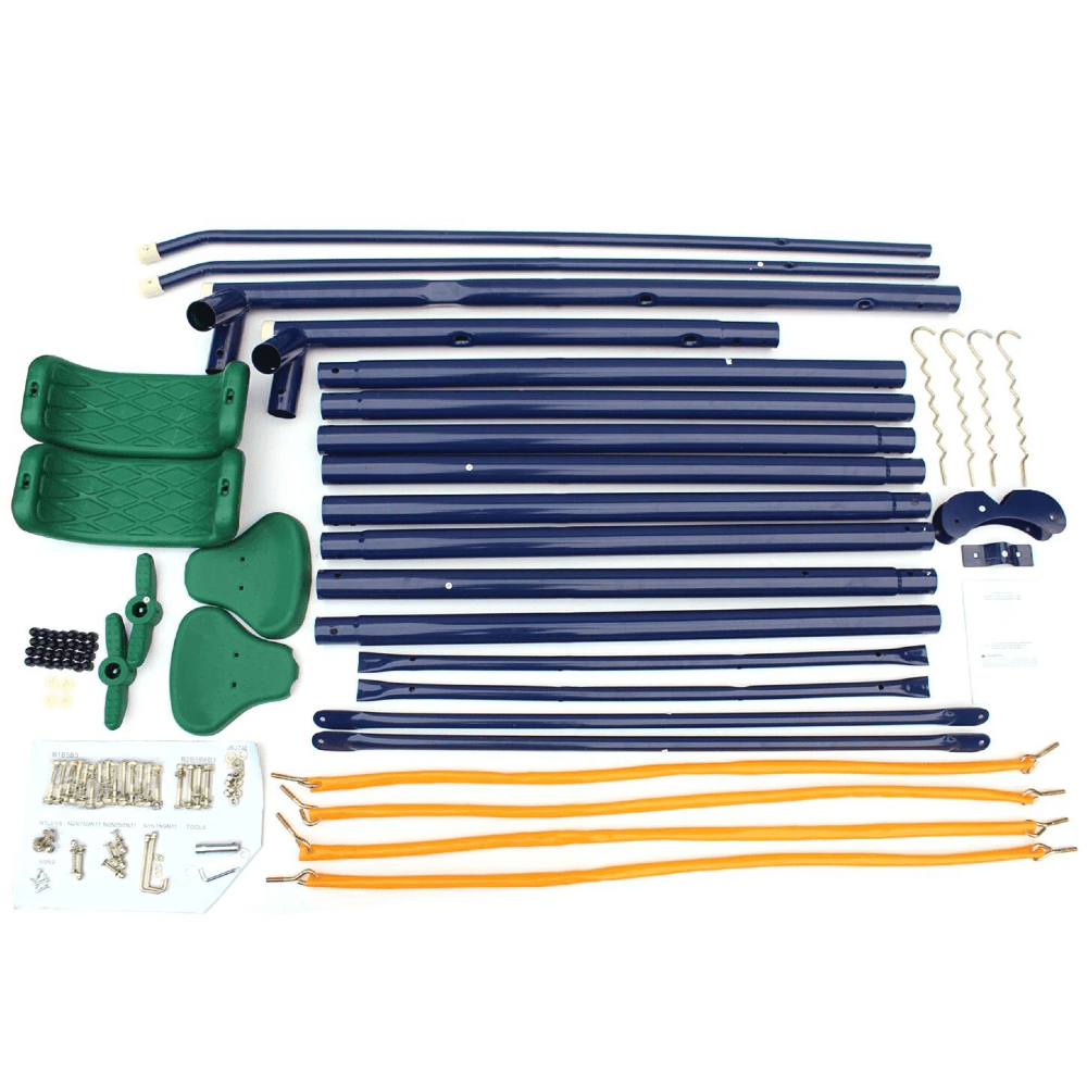 LuckyNote 2-in-1 Backyard Swing Set with Belt Swing and Glider, Heavy-Duty A-Frame Steel Outdoor Play Set (Blue, 114.17 in x 85.43 in x 70.47 in) 7ewqp