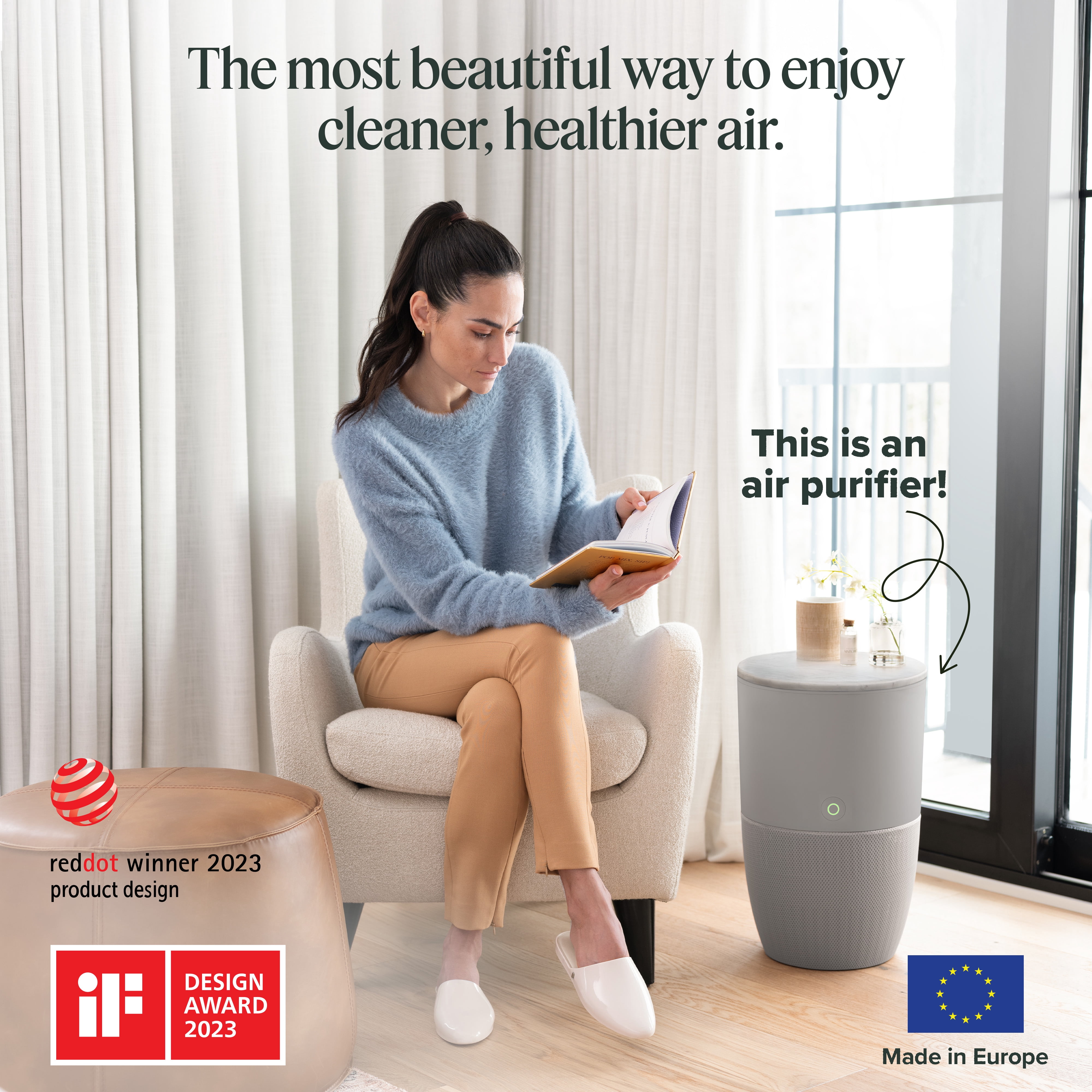 Dupray Bloom Smart Air Purifier for Large Rooms, HEPA-13 Filtration with AutoDetect Technology (Gray, 1517 sq ft) 5km0c