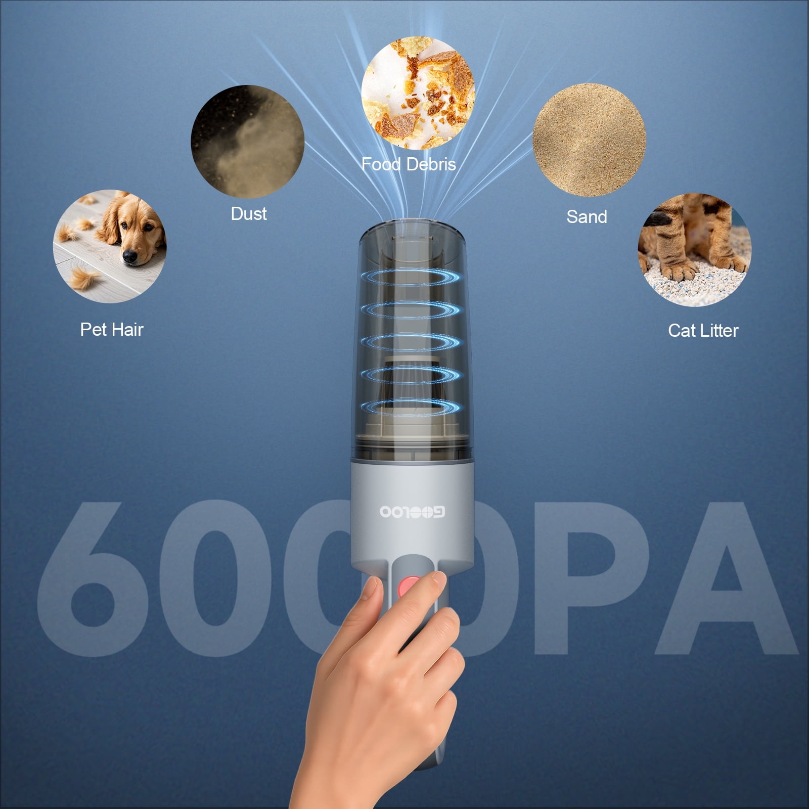 Gooloo V7 Mate Cordless Handheld Car Vacuum Cleaner, Portable Lightweight High-Power Suction for Interior Detailing and Home Use (Gray) xkmbt