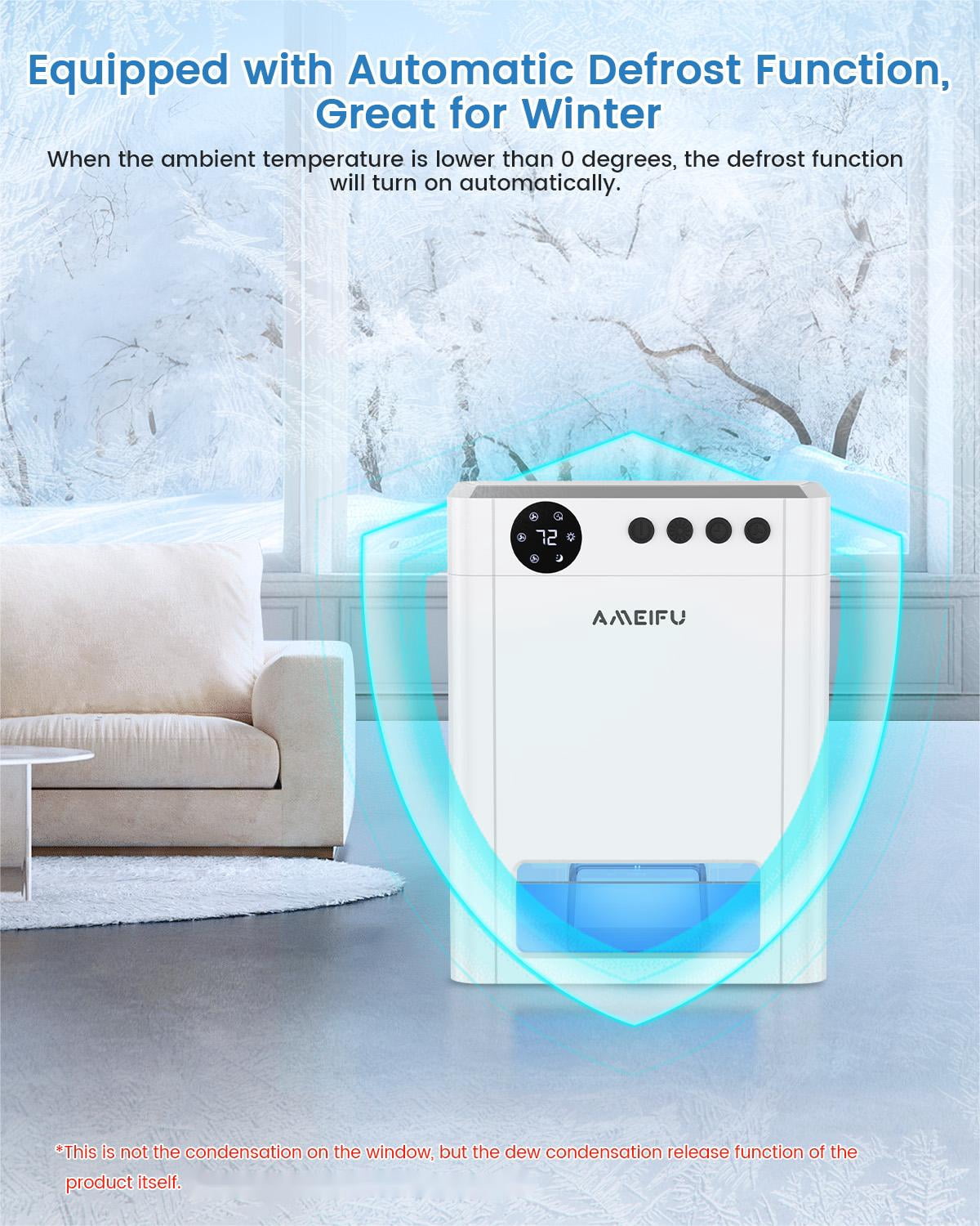 AMEIFU Dehumidifier for Home, Quiet Air Moisture Remover with Auto Shut-off (White, 1.06 gal) oiiy4