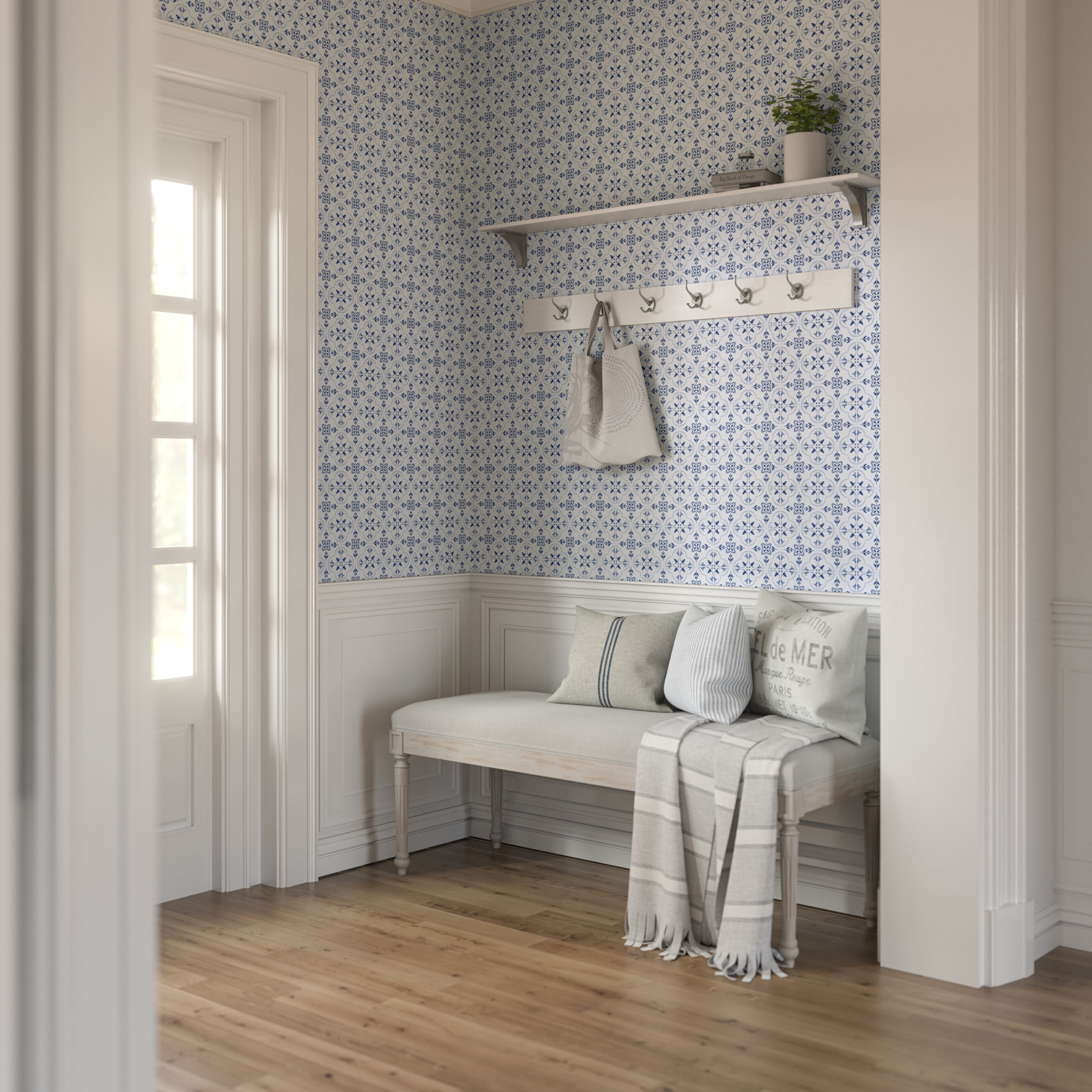 Duck Brand Premium Removable Peel and Stick Wallpaper, Mediterranean Tile (Red, 20 in. x 18 ft.) v8z0r