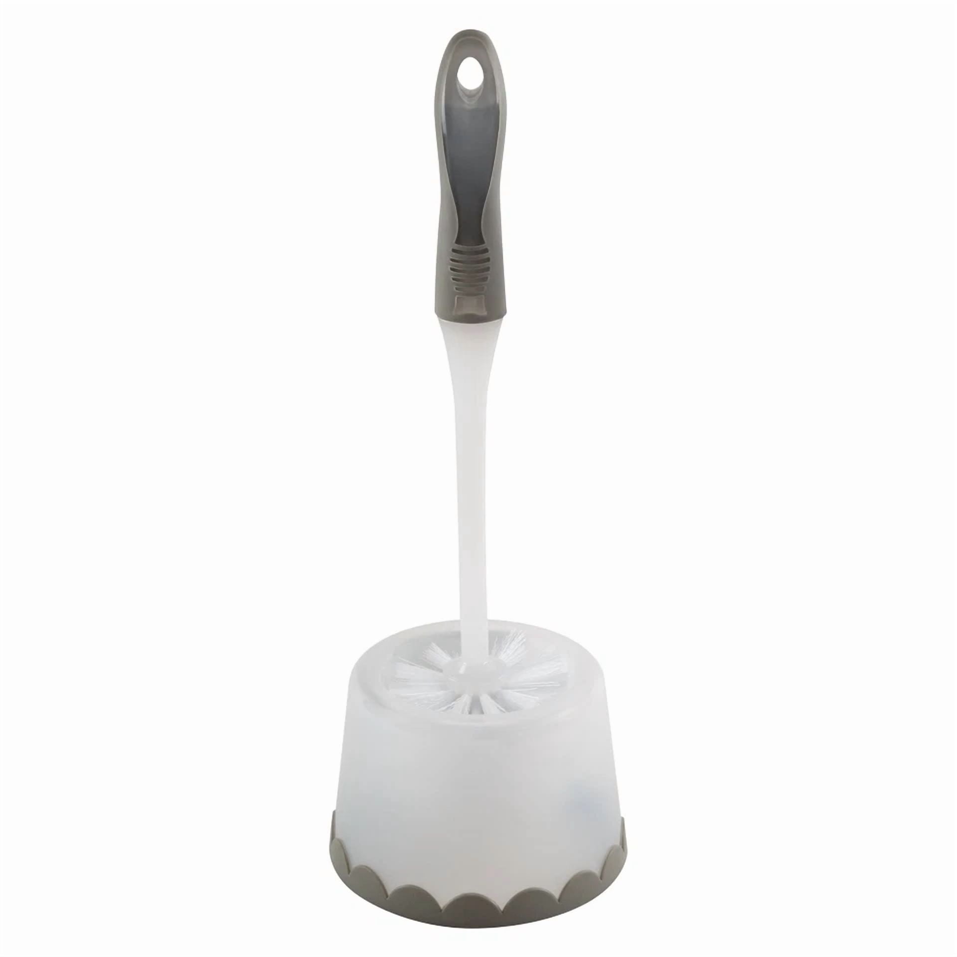 KLYNE Deluxe Toilet Bowl Brush and Holder Set (Gray, 15 in) 1l4n0